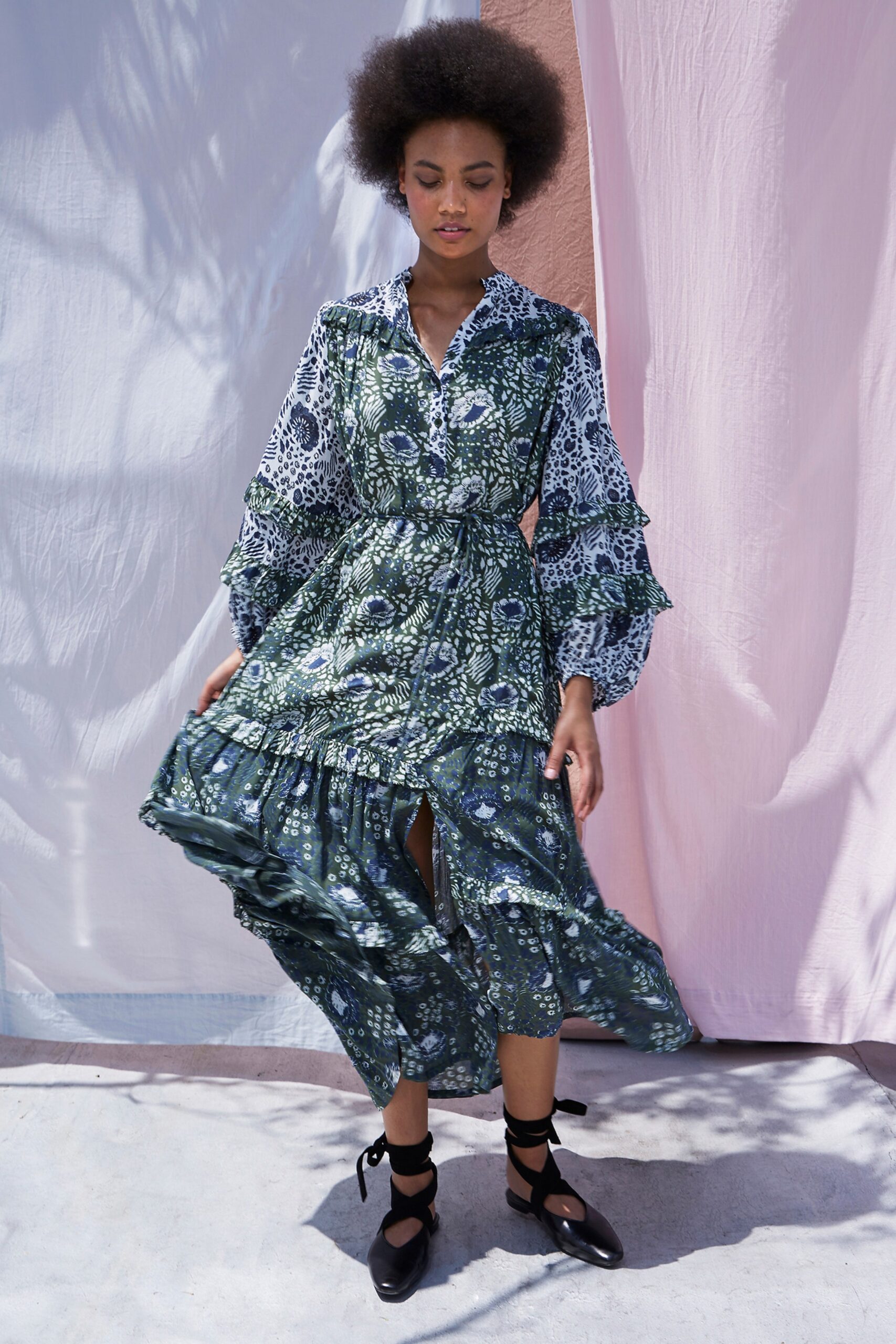 green floral maxi dress