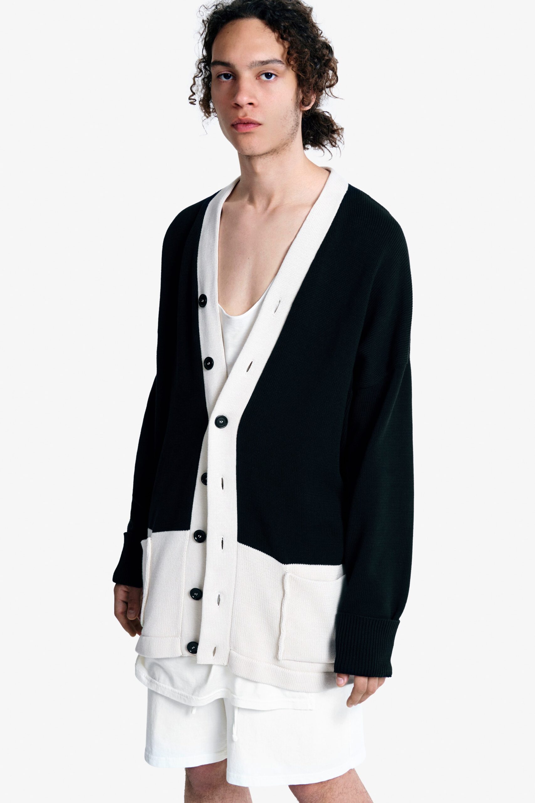 black and white relaxed cardigan