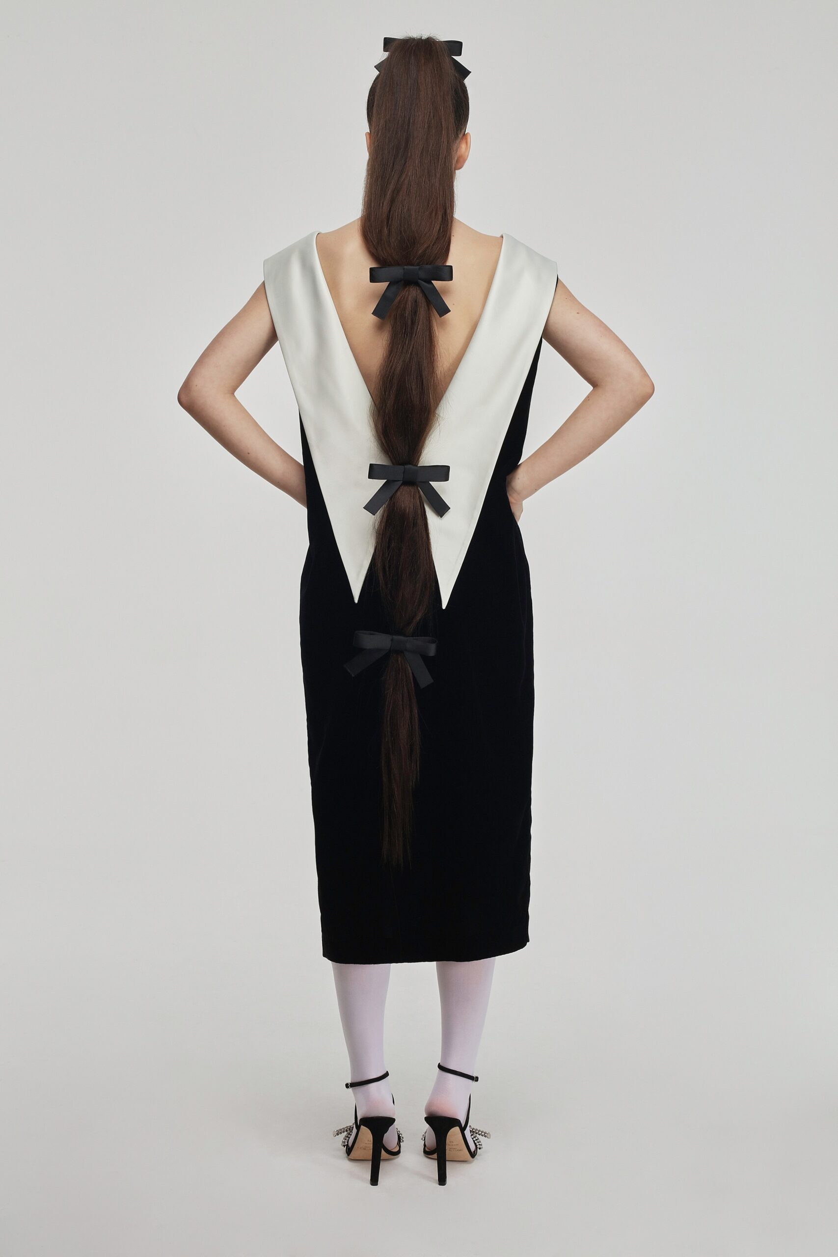 black velvet backless dress