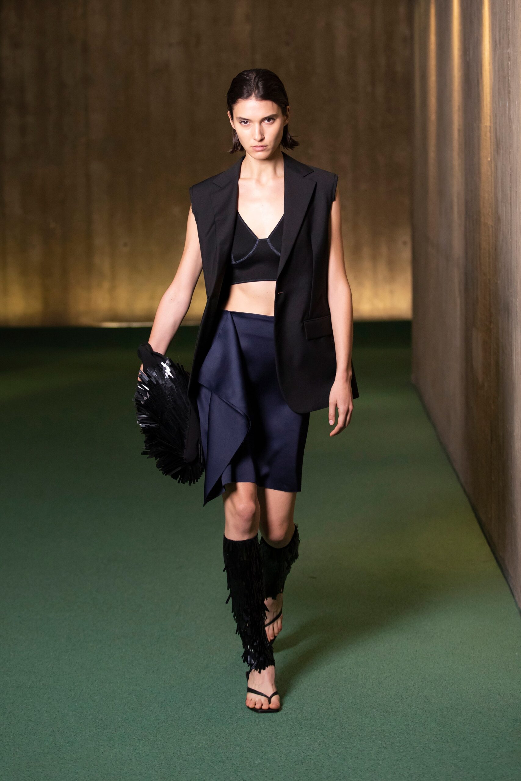 black tailored blazer with crop-top