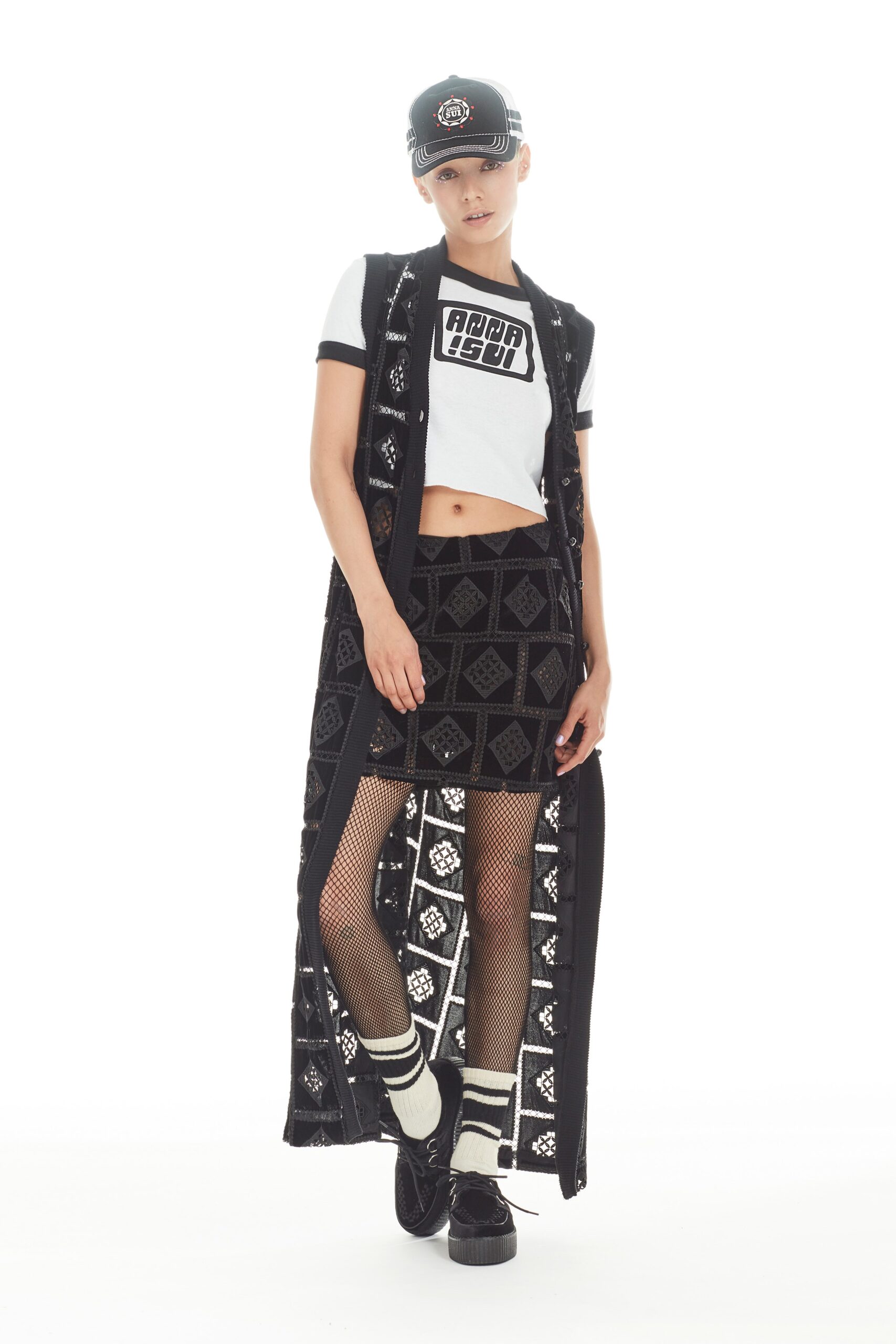 black and white fashion ensemble