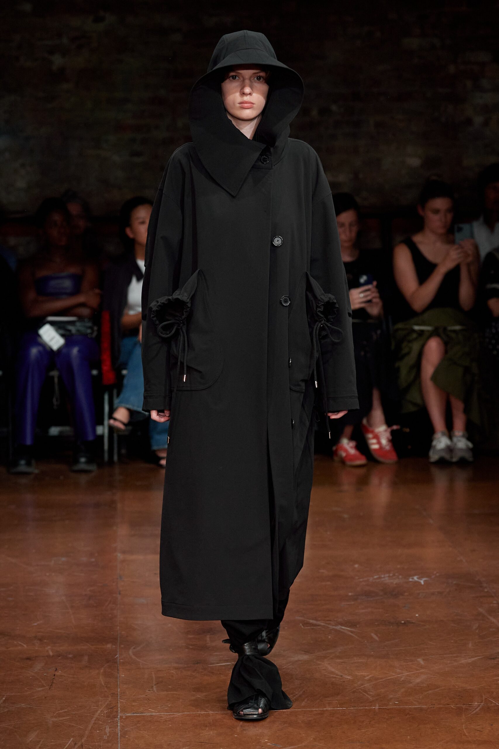 oversized black hooded coat