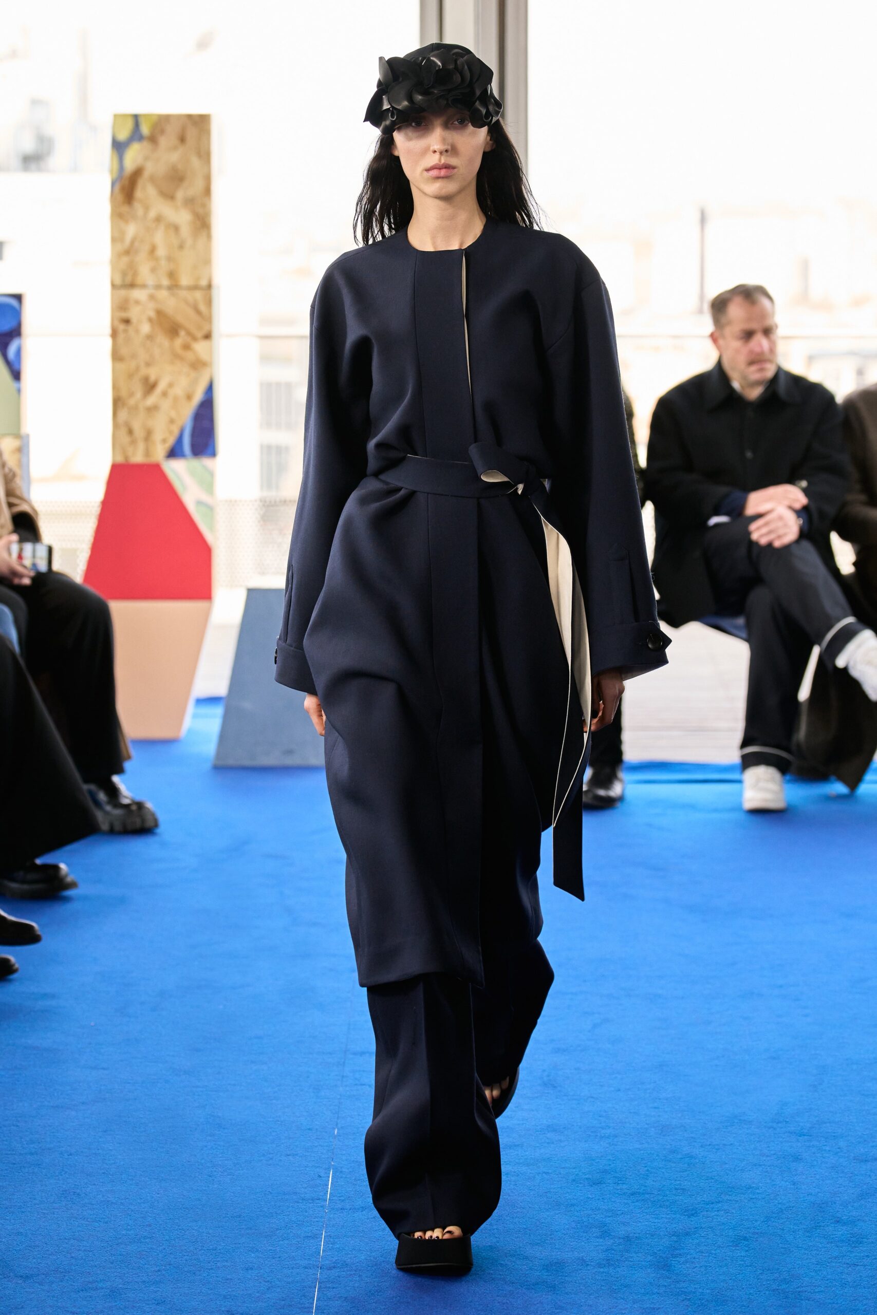 navy wool fitted jumpsuit