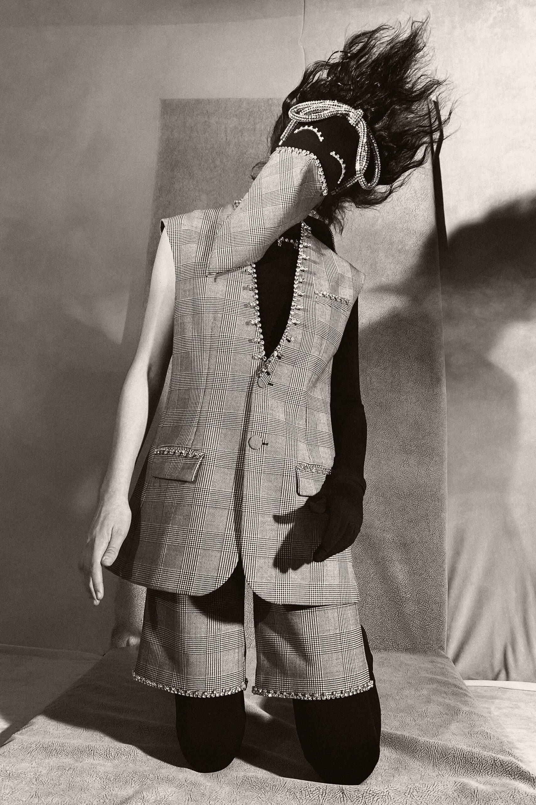 gray cotton vest and shorts