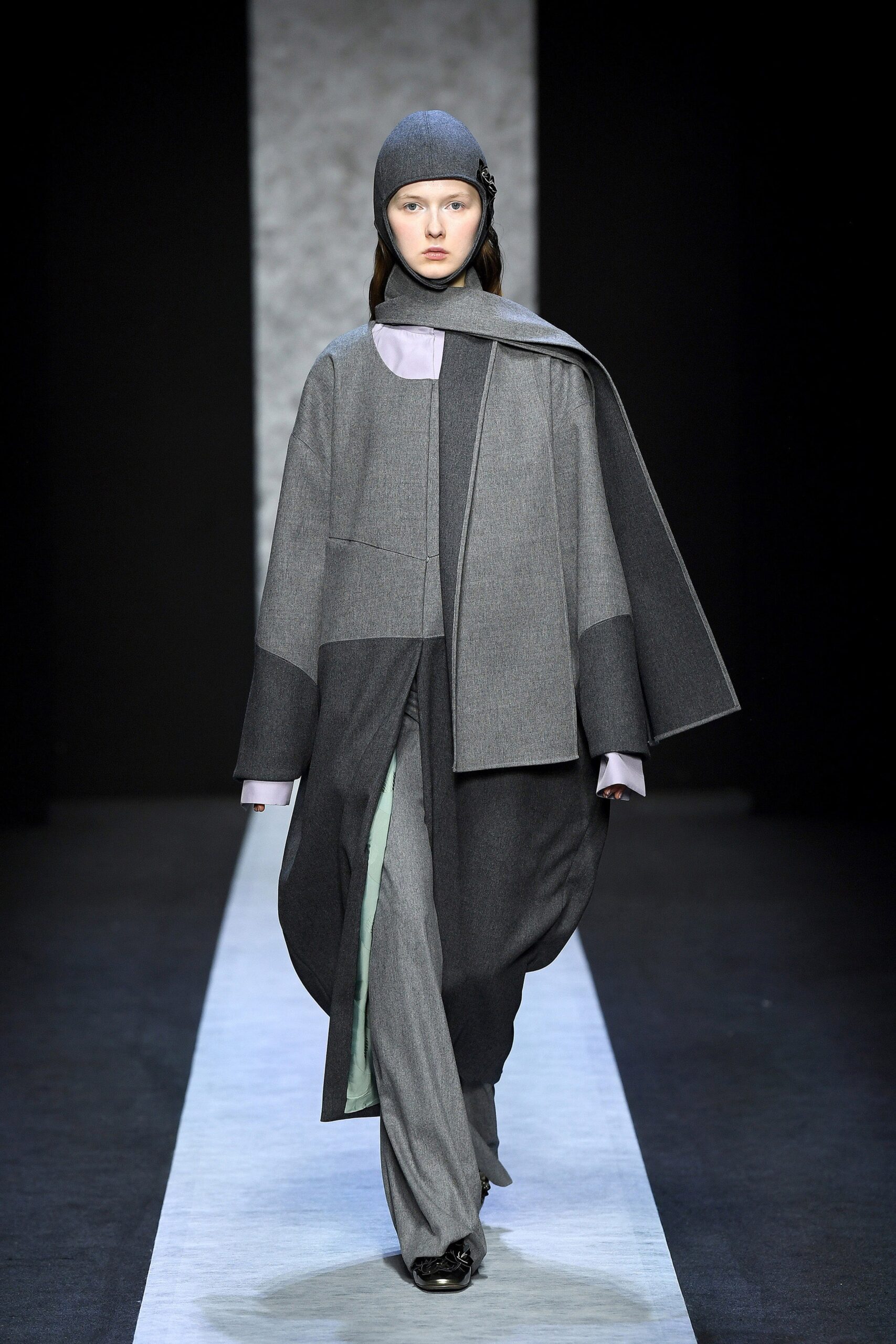 gray wool coat and pants