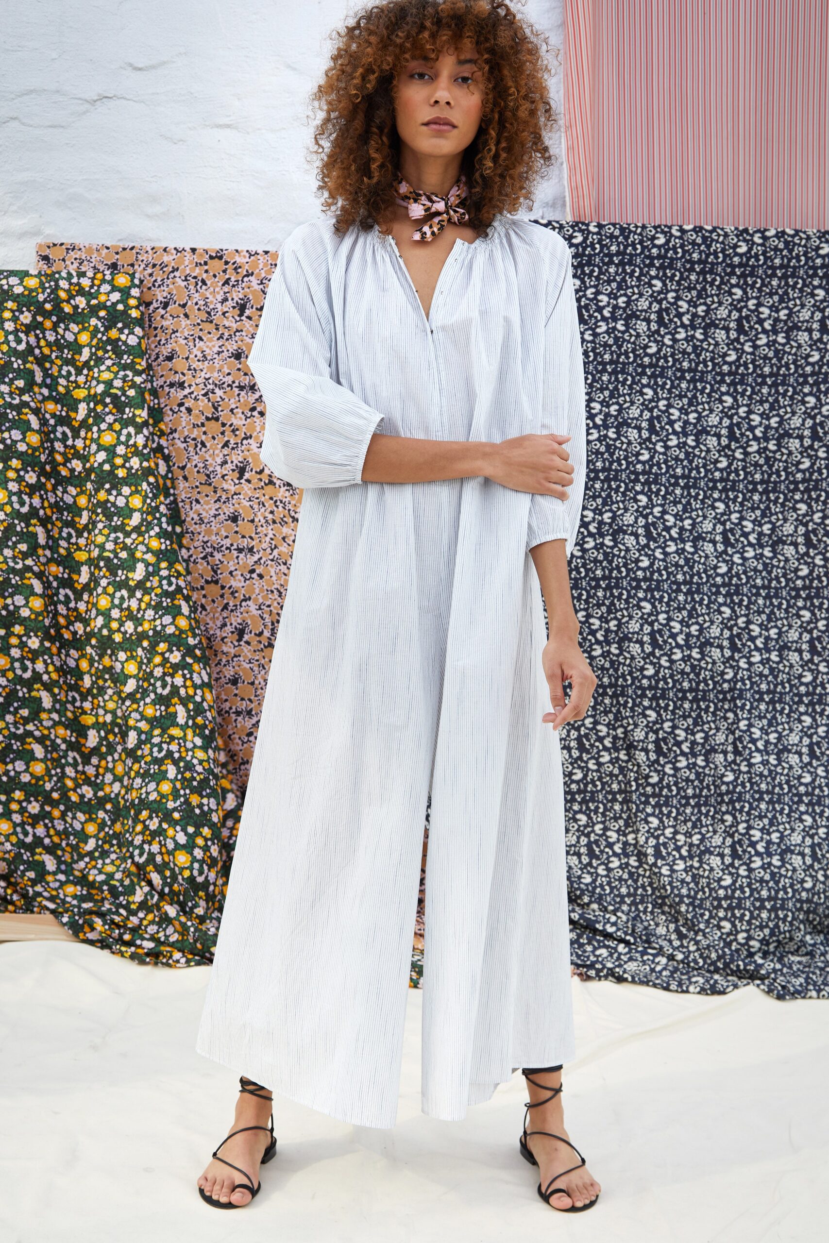 relaxed white cotton maxi dress