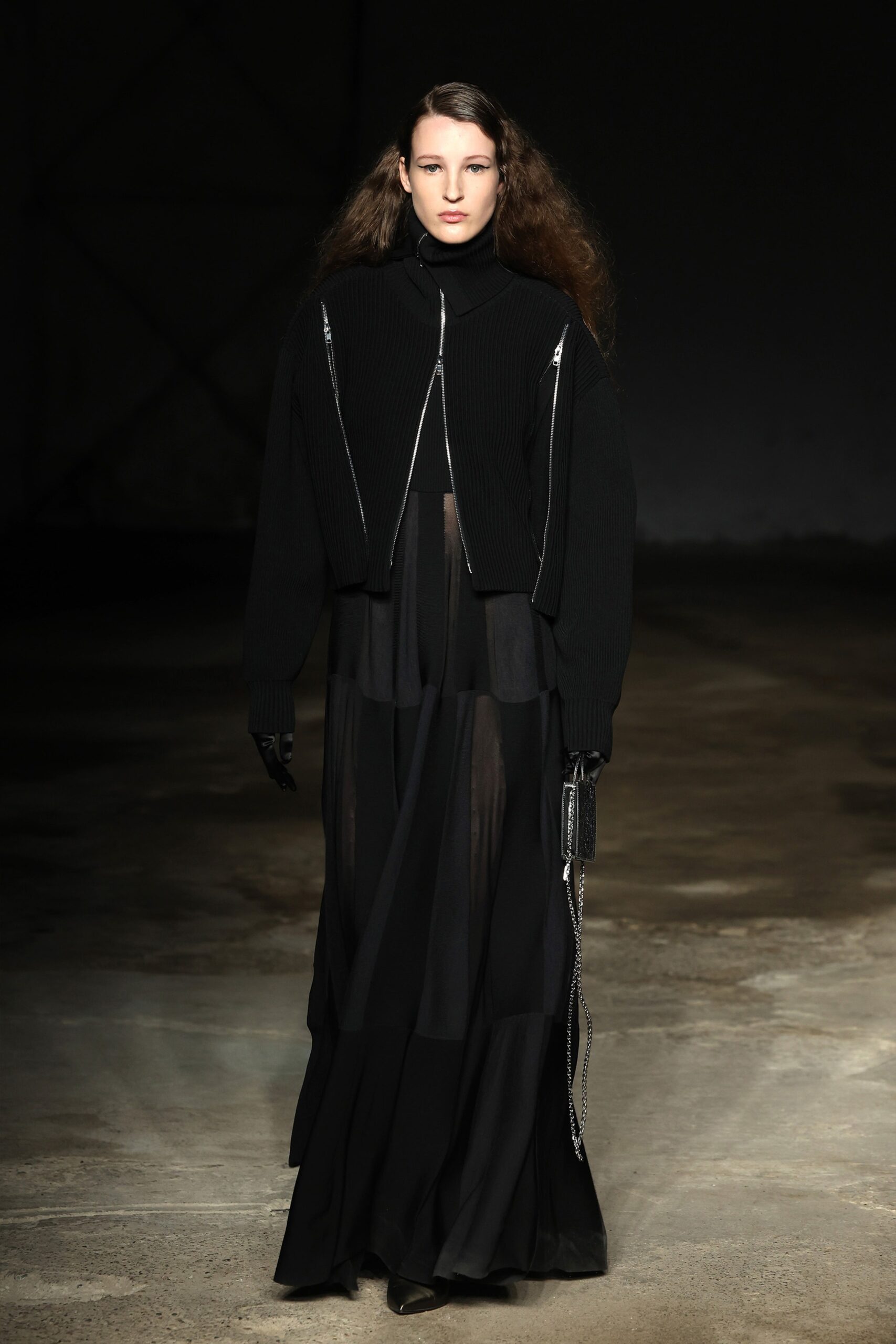 black maxi dress with oversized jacket