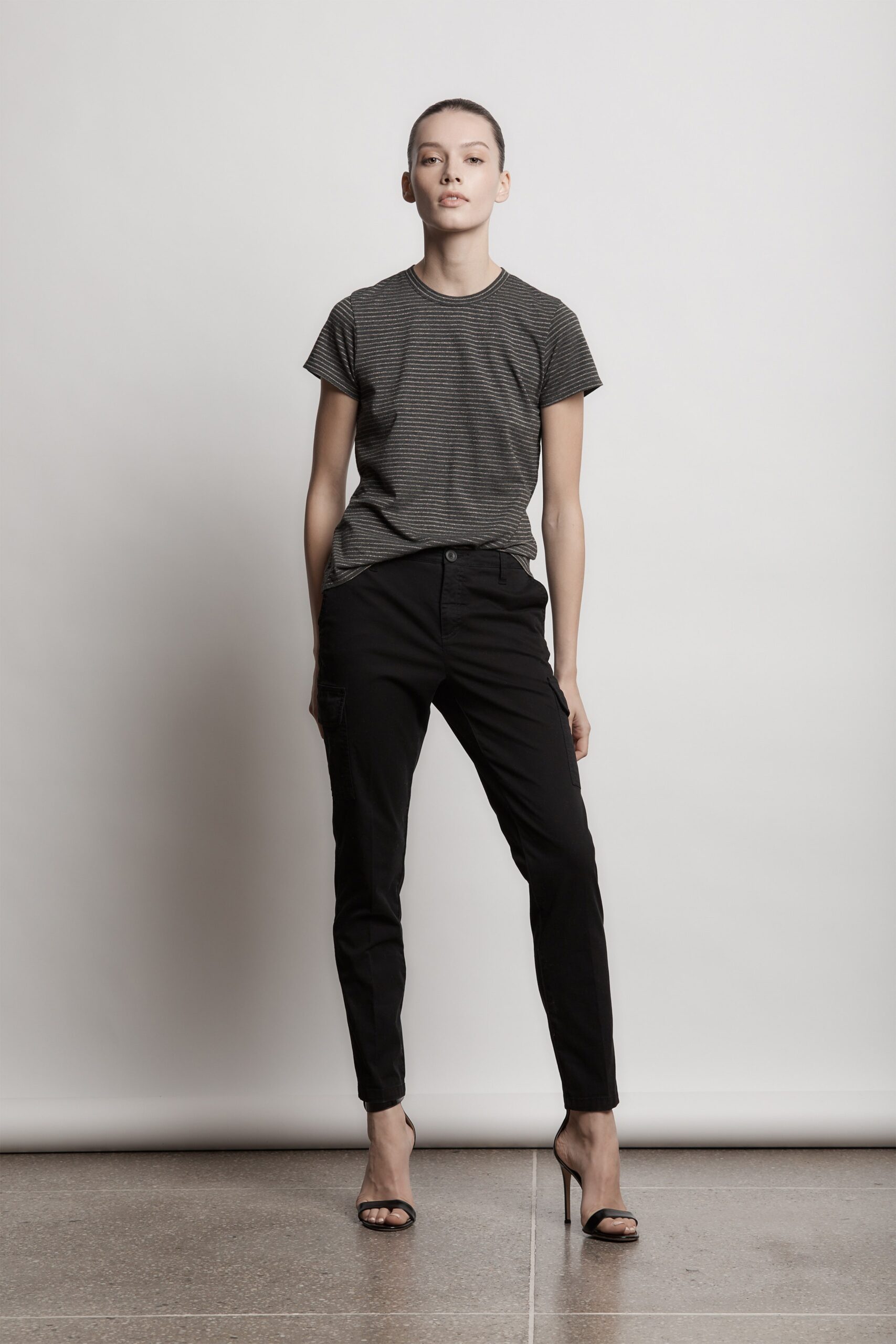 black striped t-shirt and pants