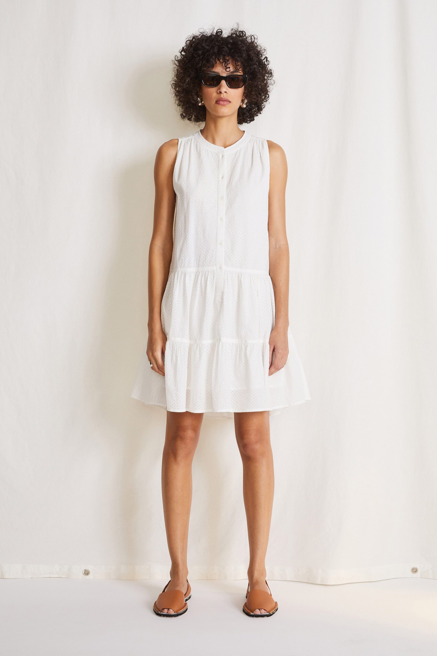 white cotton sleeveless dress