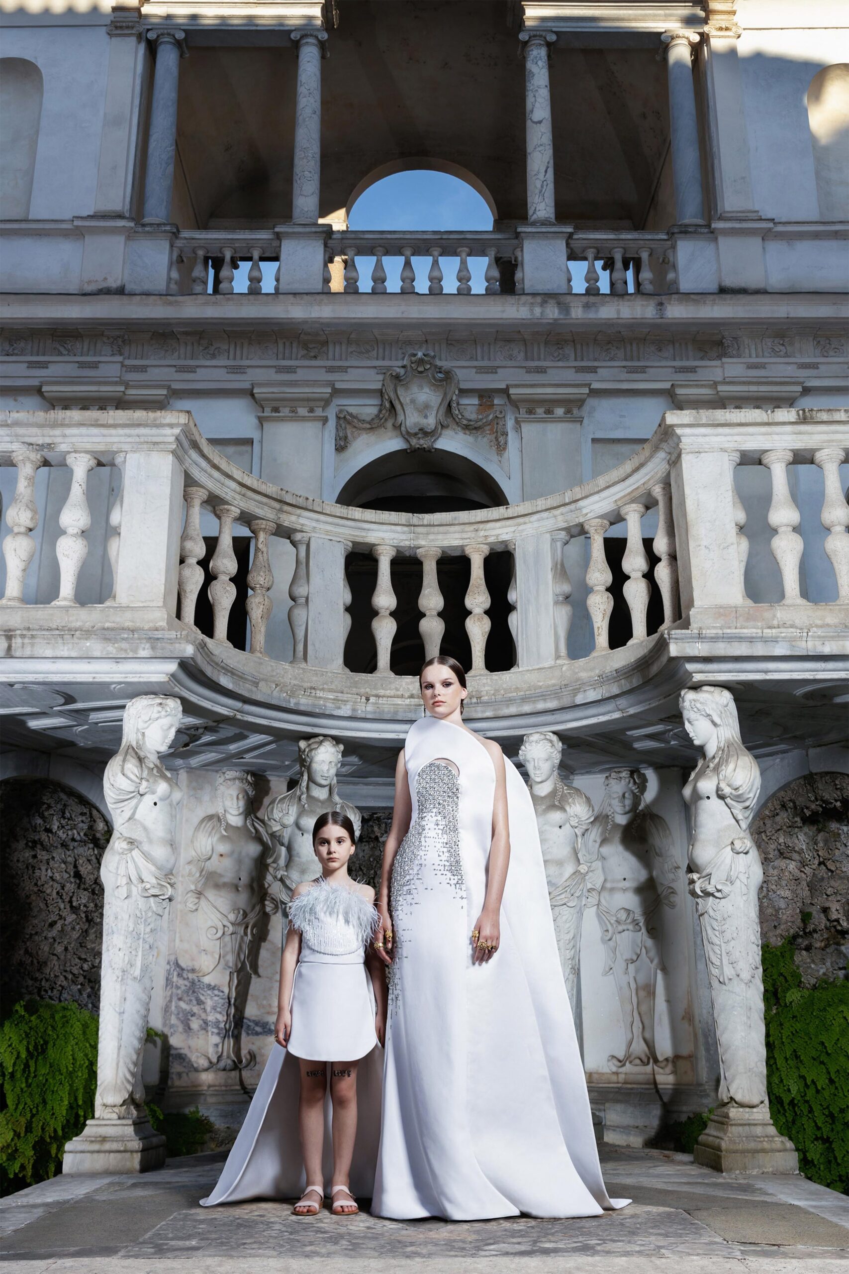white silk gown and dress