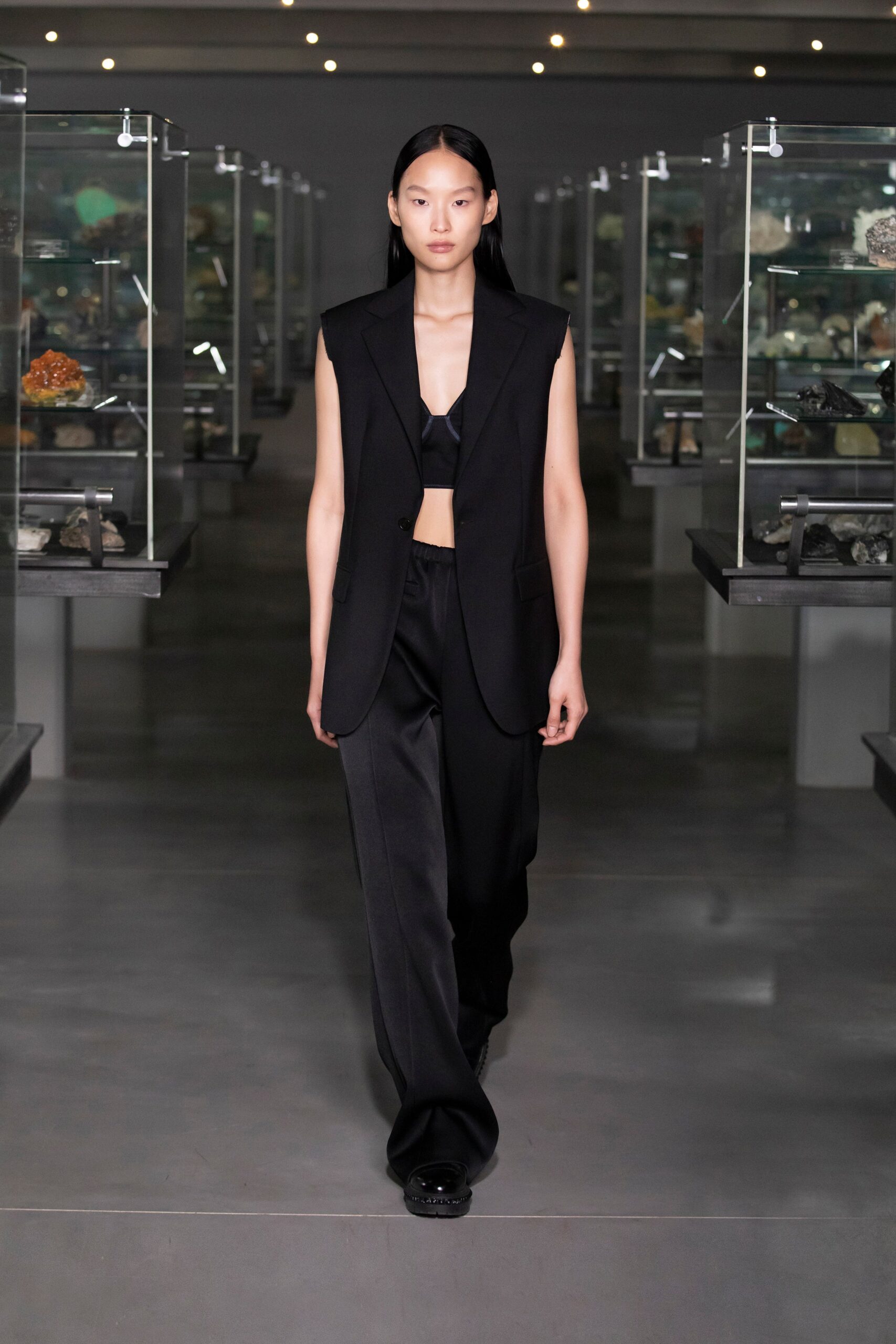 black tailored blazer with relaxed pants