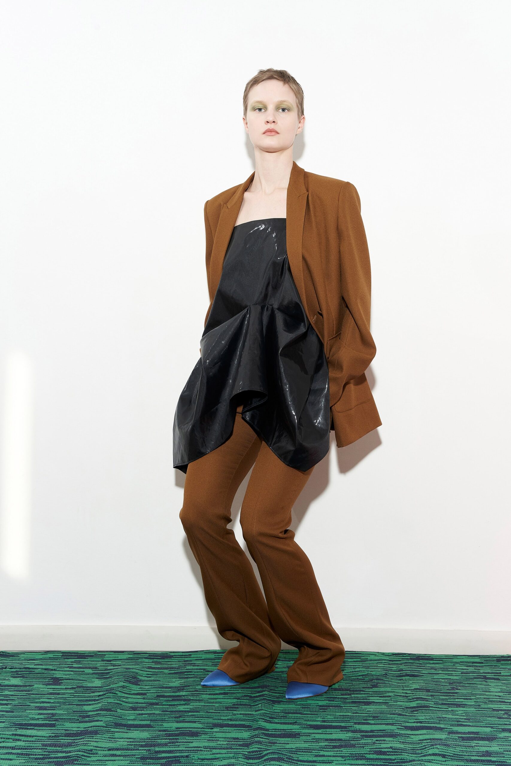 brown fitted flared pants