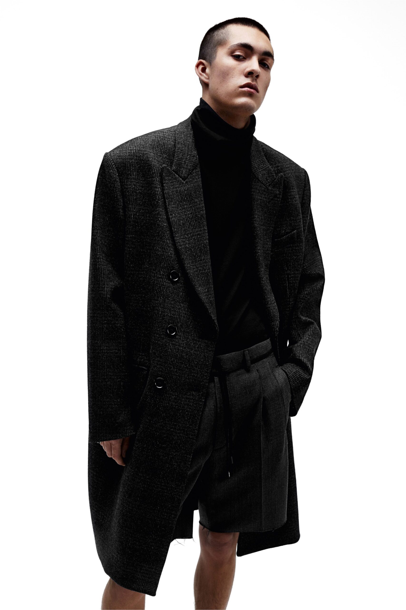 oversized black wool coat