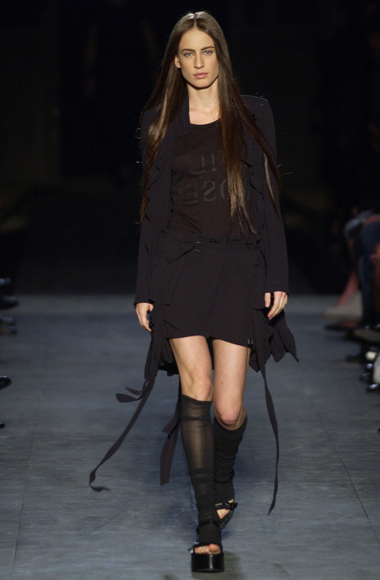 black mesh knee-high sheer socks