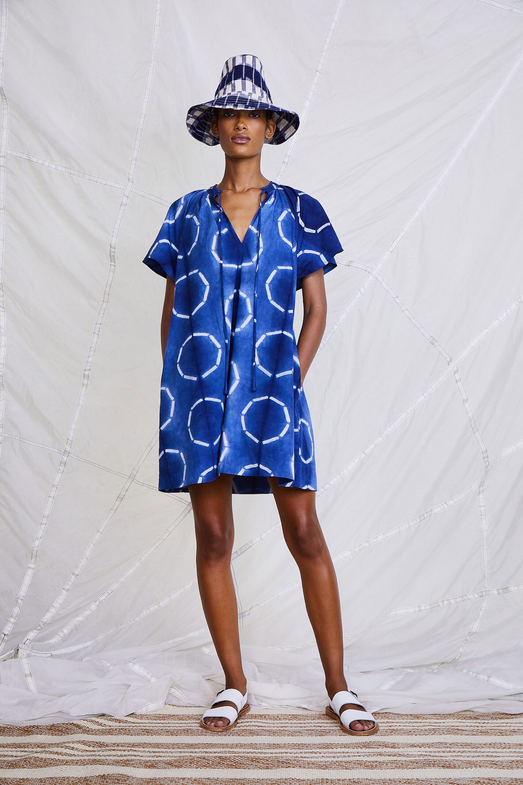 blue printed relaxed dress