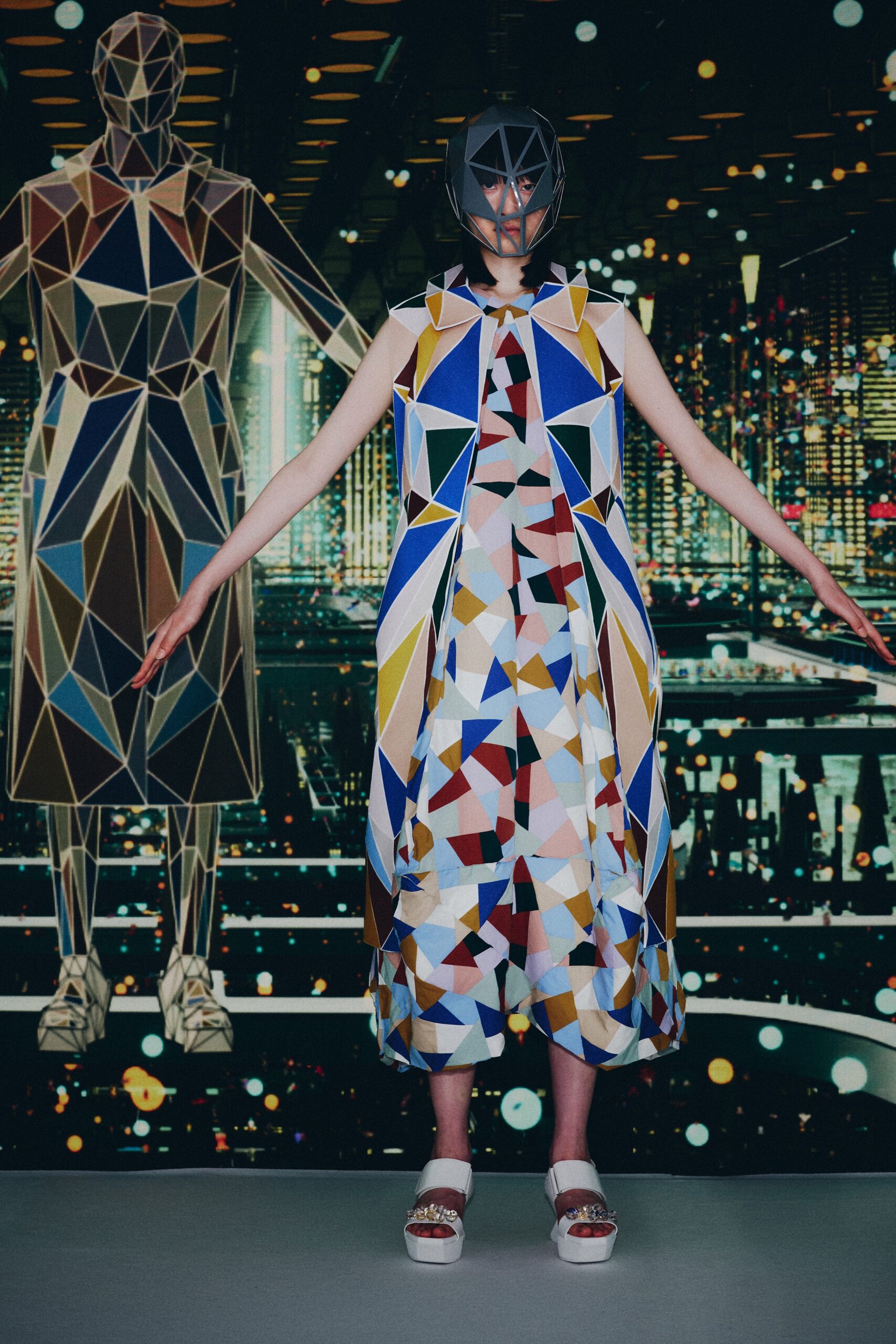 multi-colored relaxed midi dress