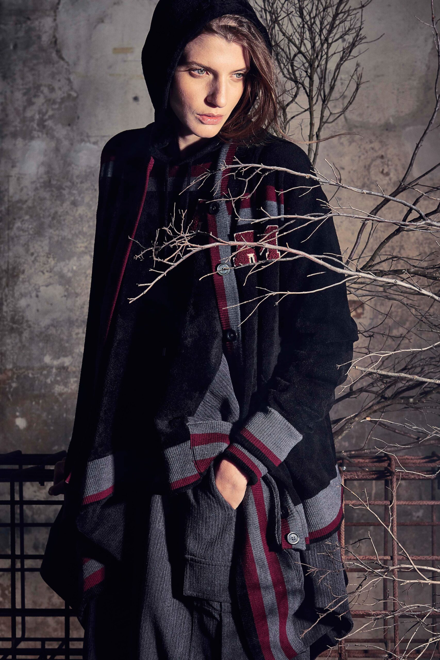 black gray relaxed coat and pants