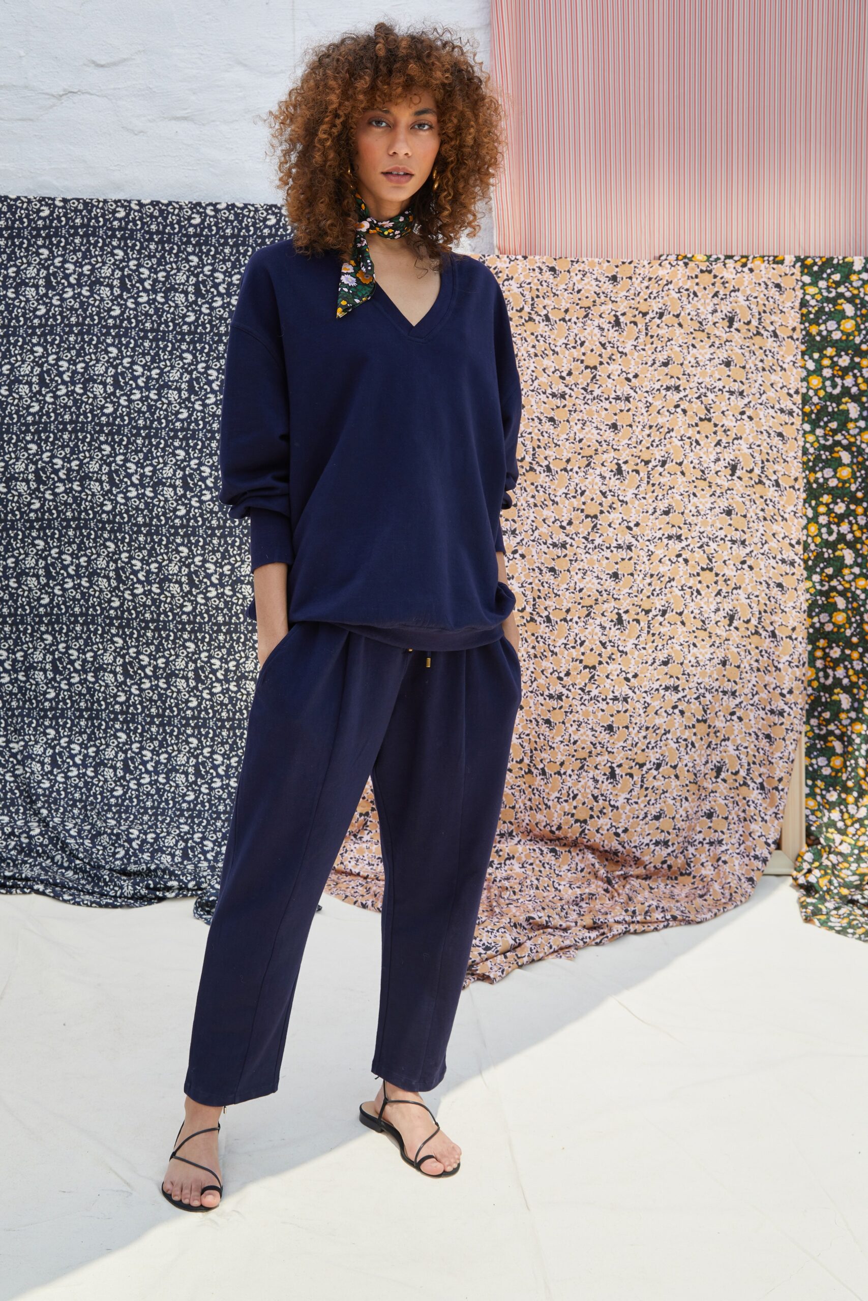 blue relaxed cotton top and pants