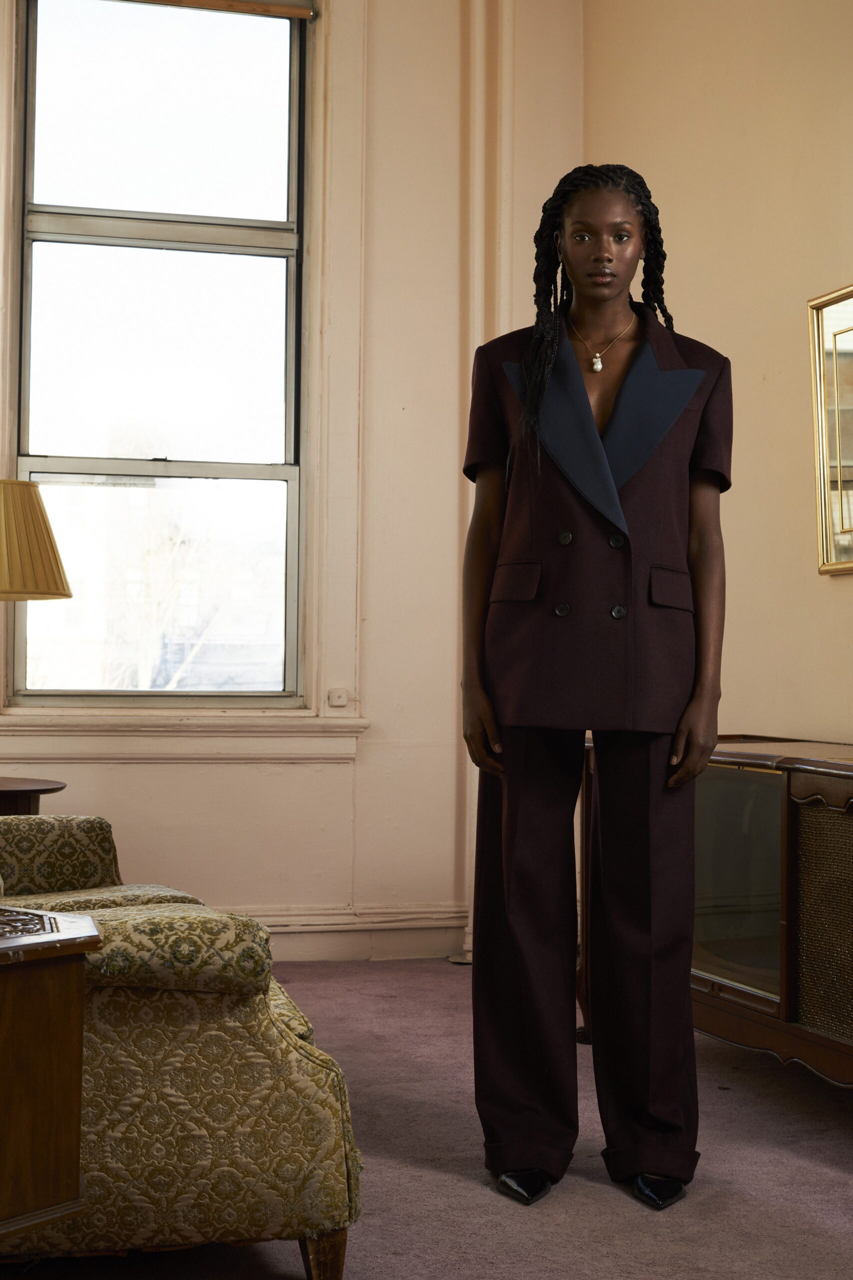 tailored maroon suit