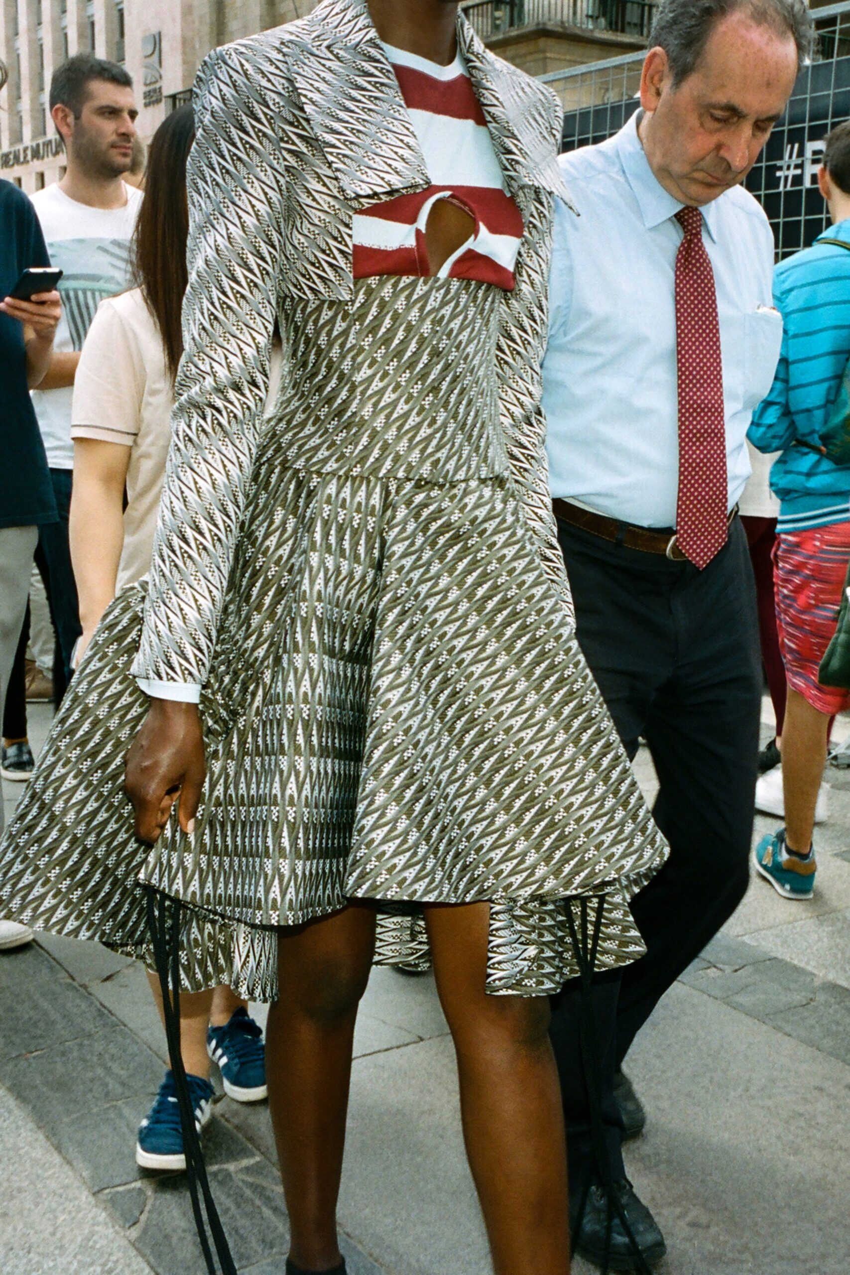 fitted printed mini dress