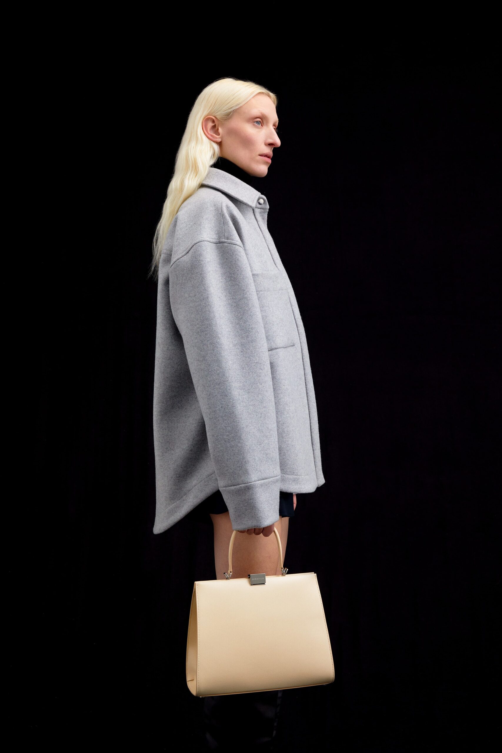 gray oversized wool jacket