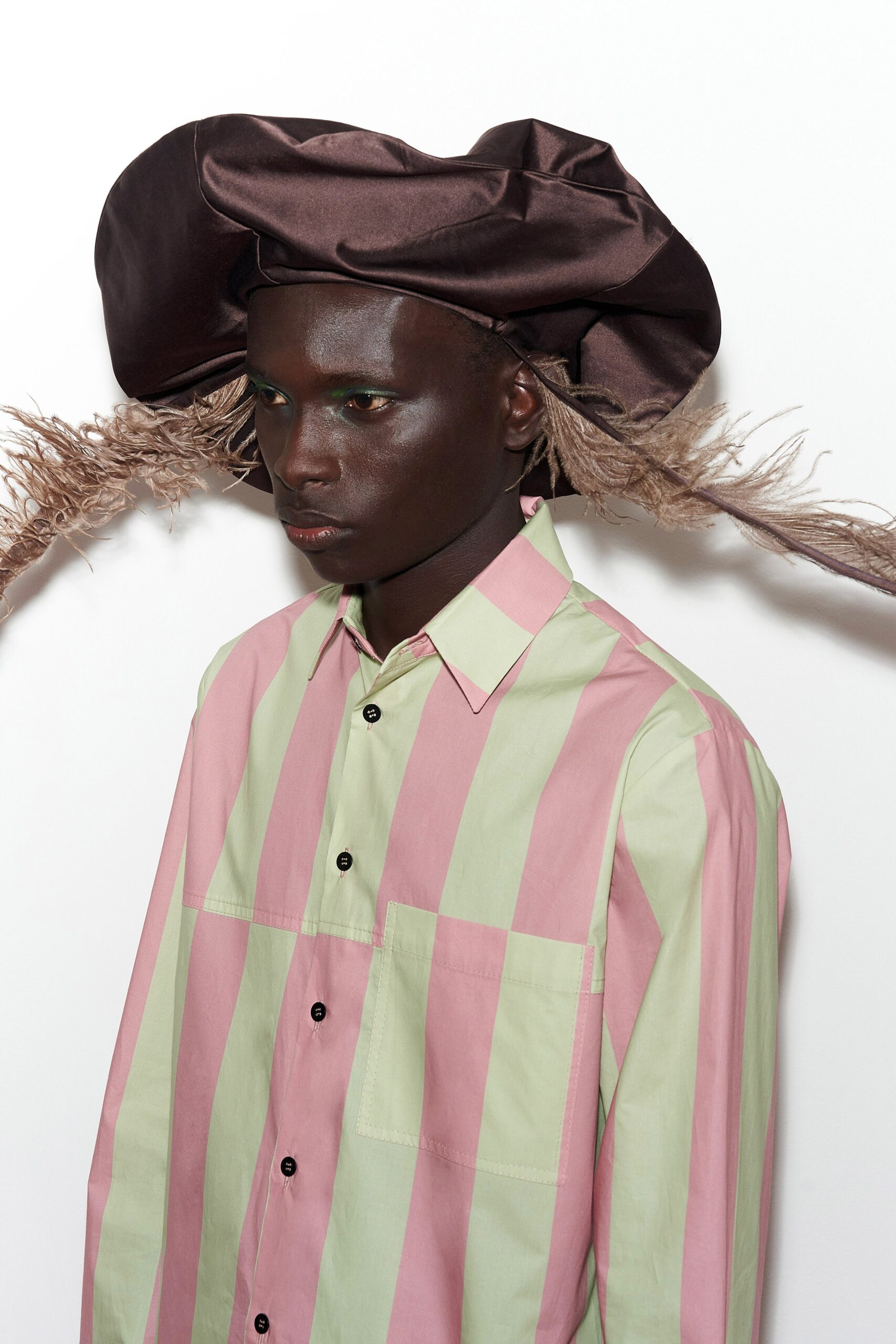 brown silk structured draped hat