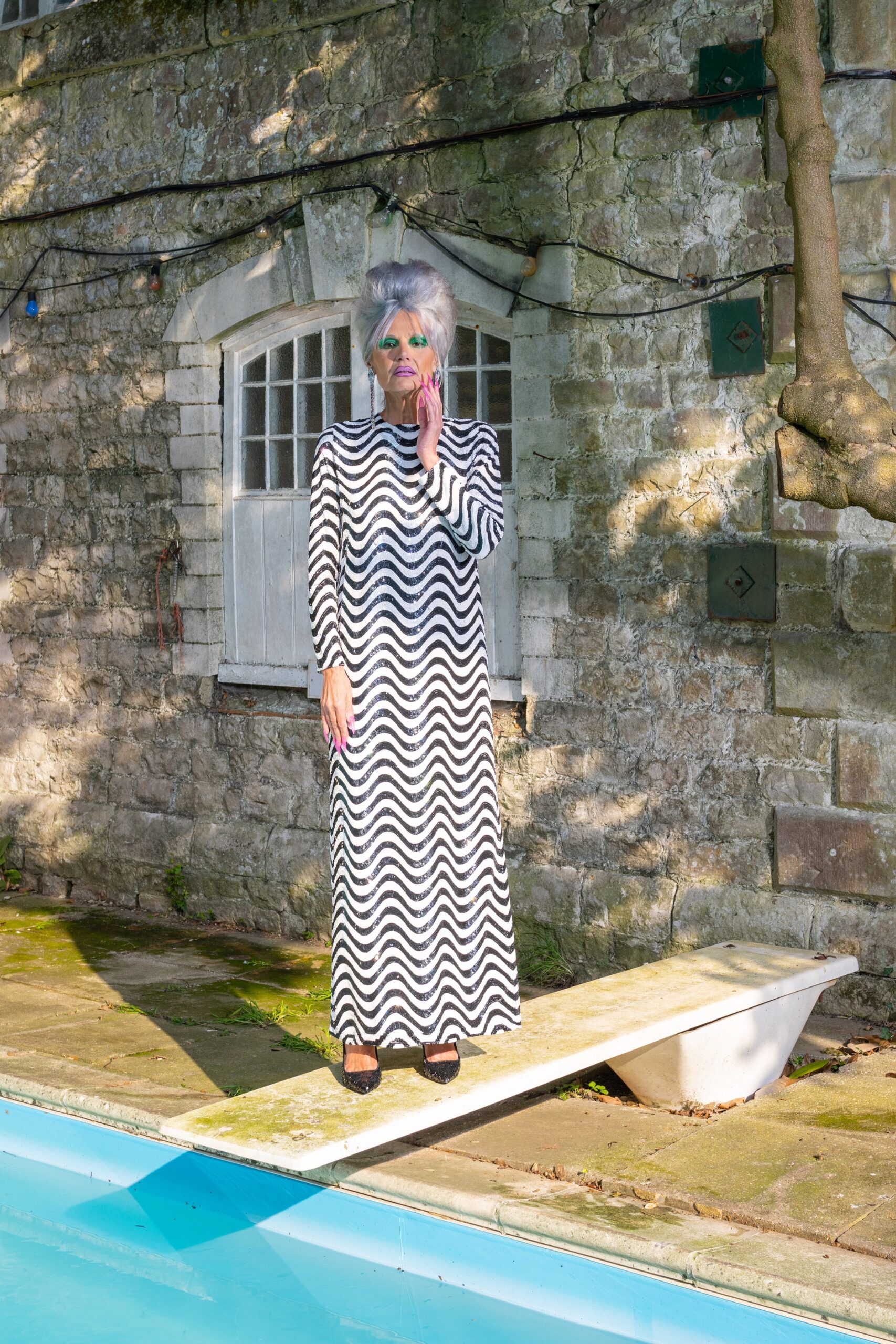 black and white zigzag maxi dress