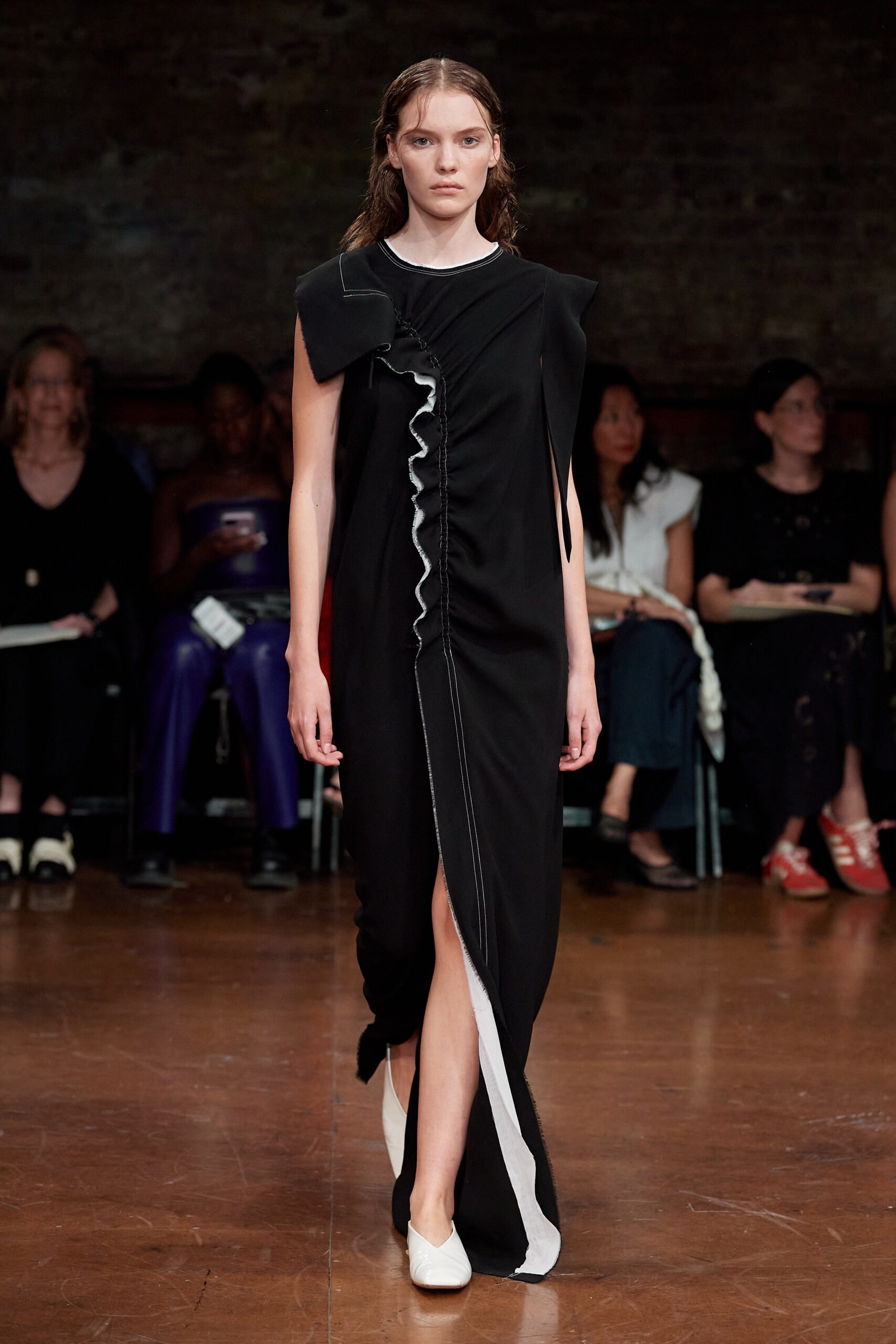fitted black midi dress