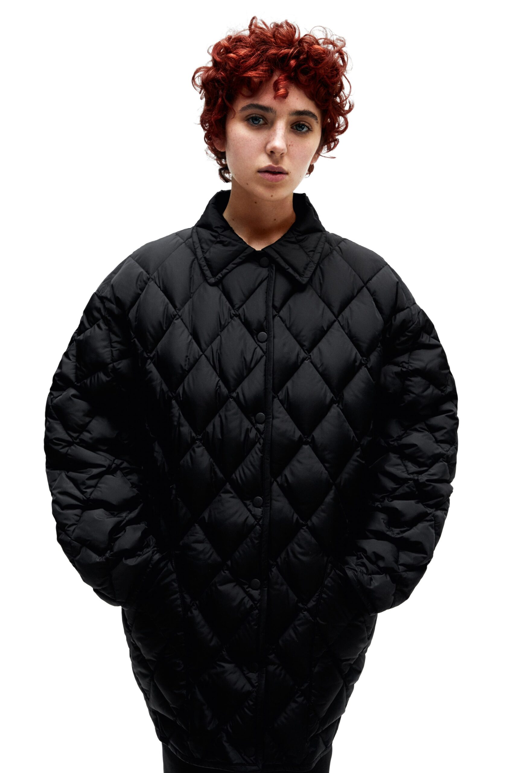 oversized black quilted jacket