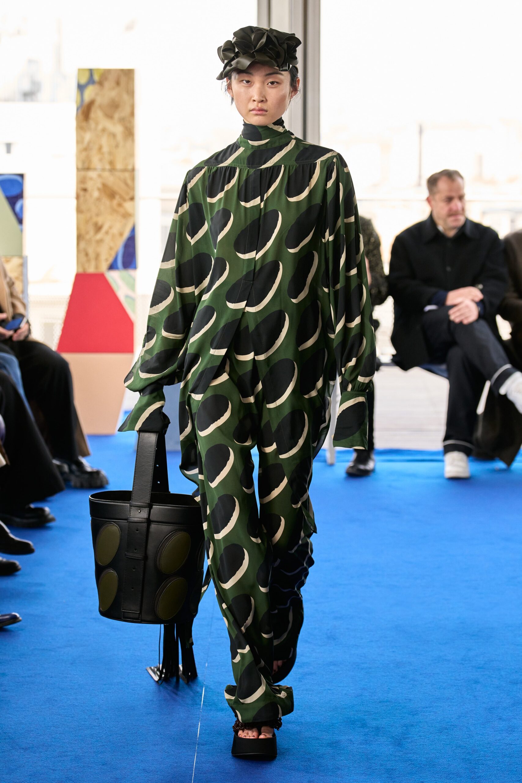 green printed relaxed jumpsuit