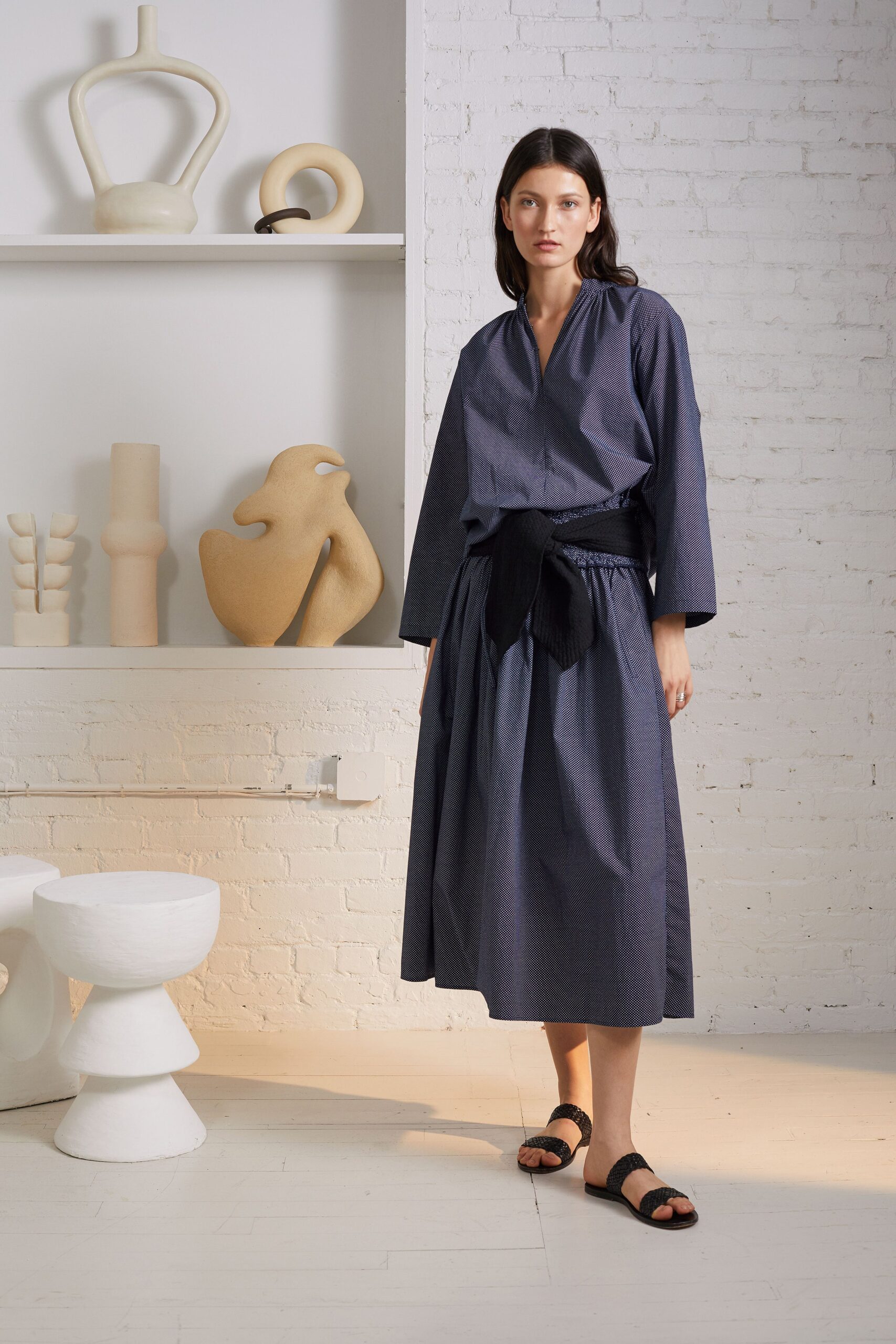 blue relaxed midi dress