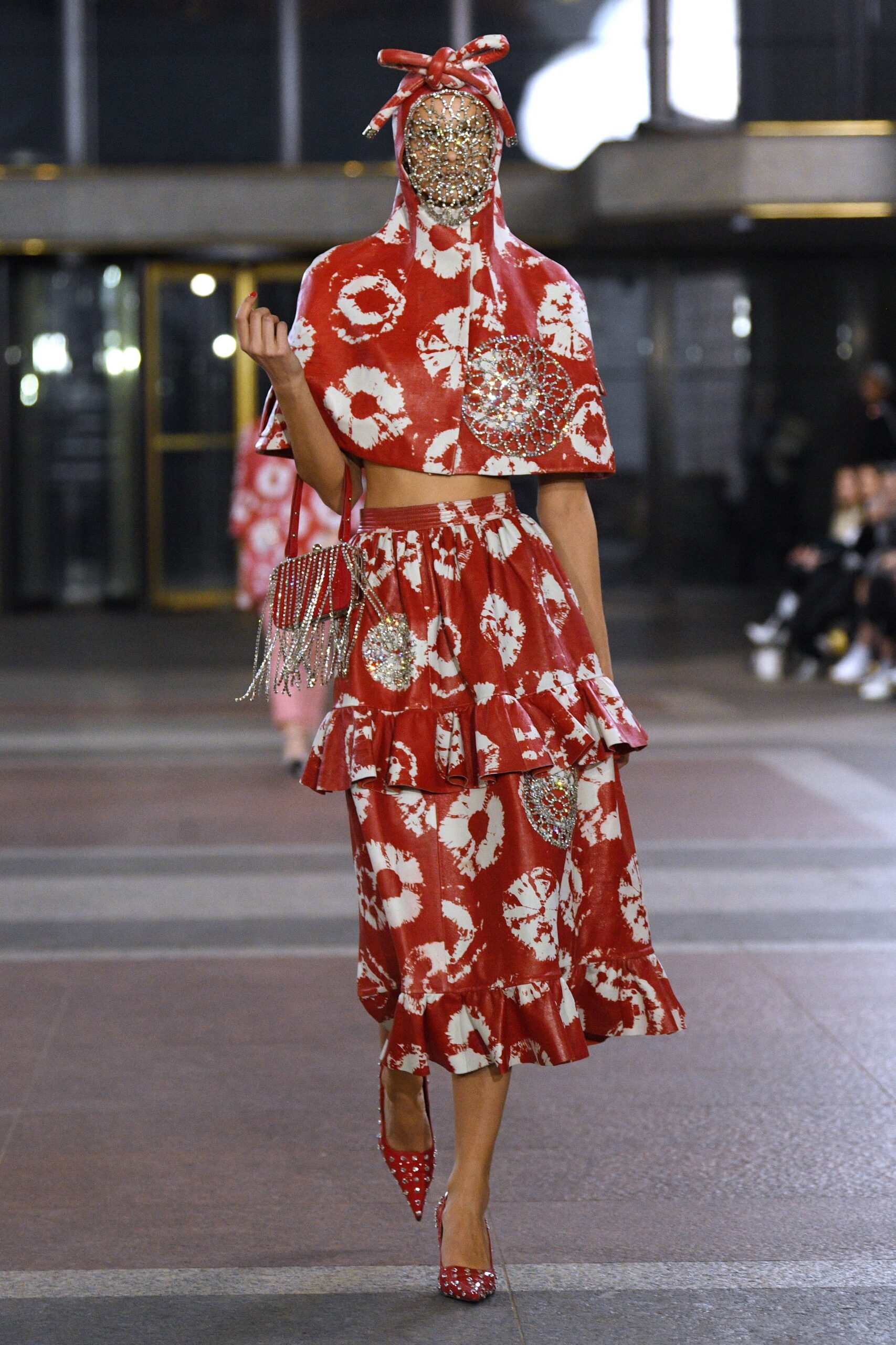 red and white ruffled outfit