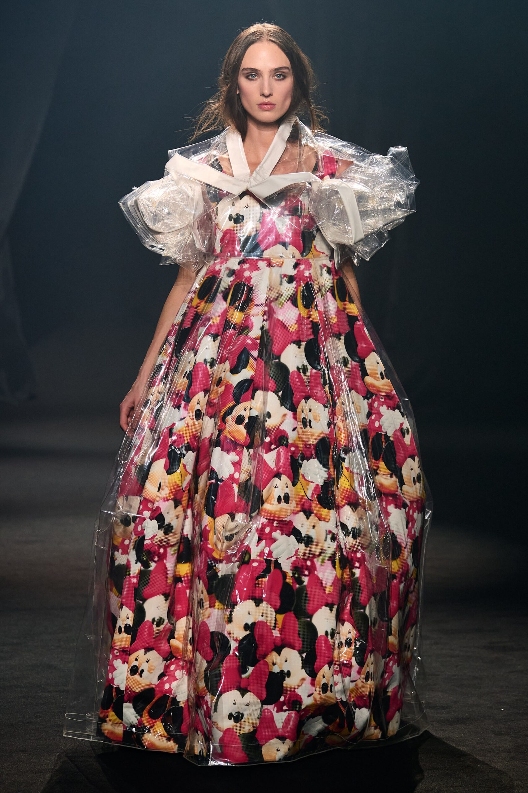 pink multi printed gown