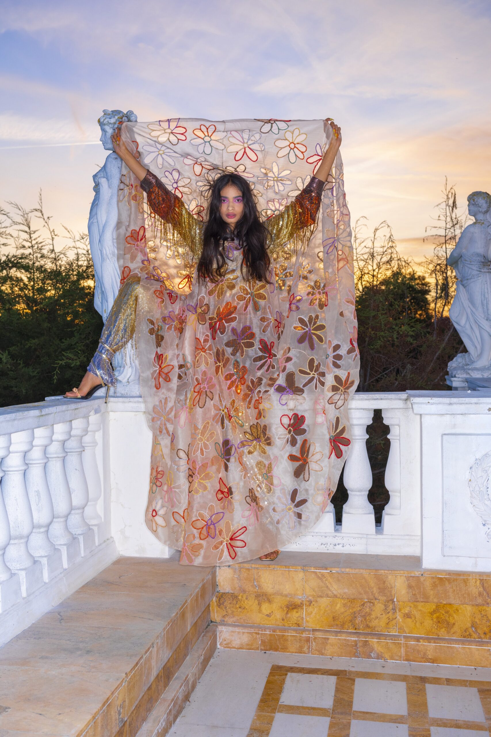 beige embroidered maxi dress
