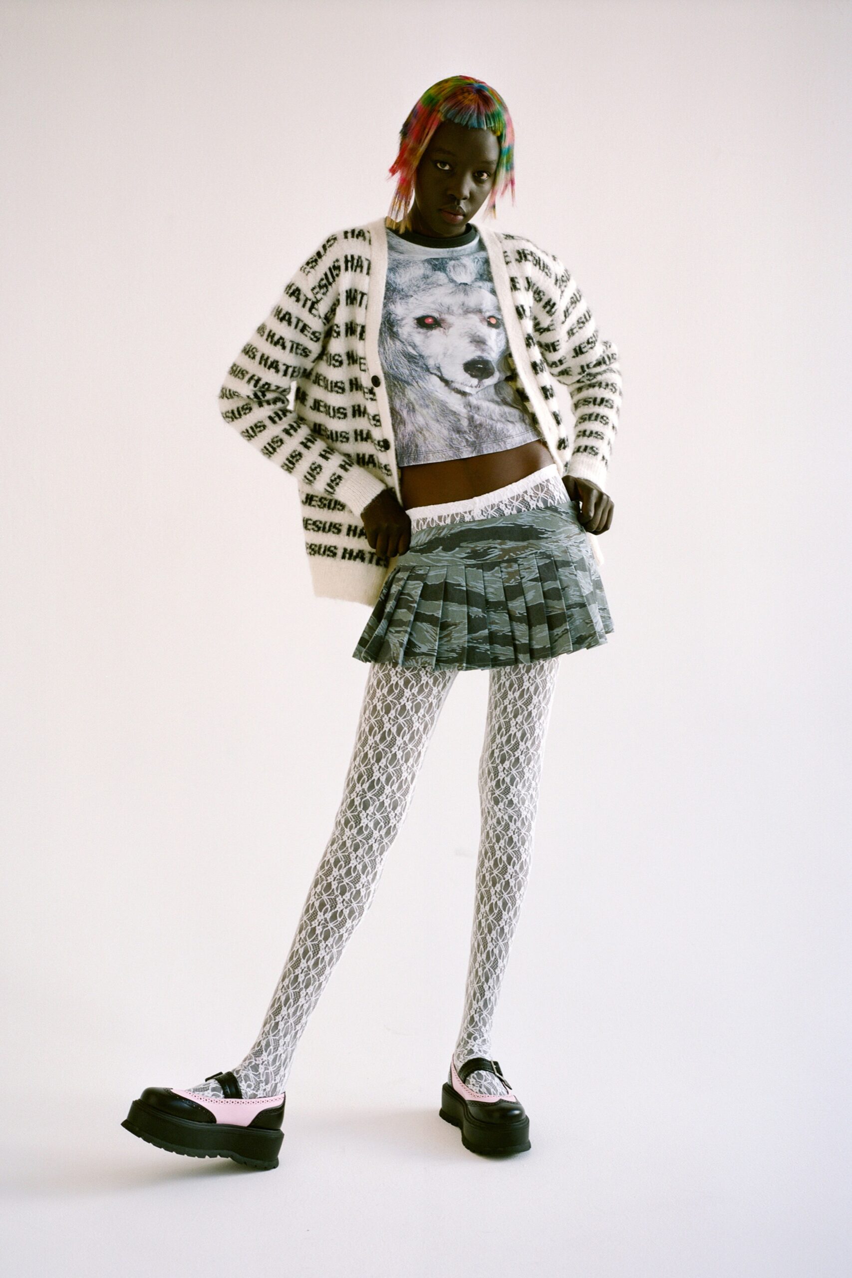 fitted top with pleated skirt