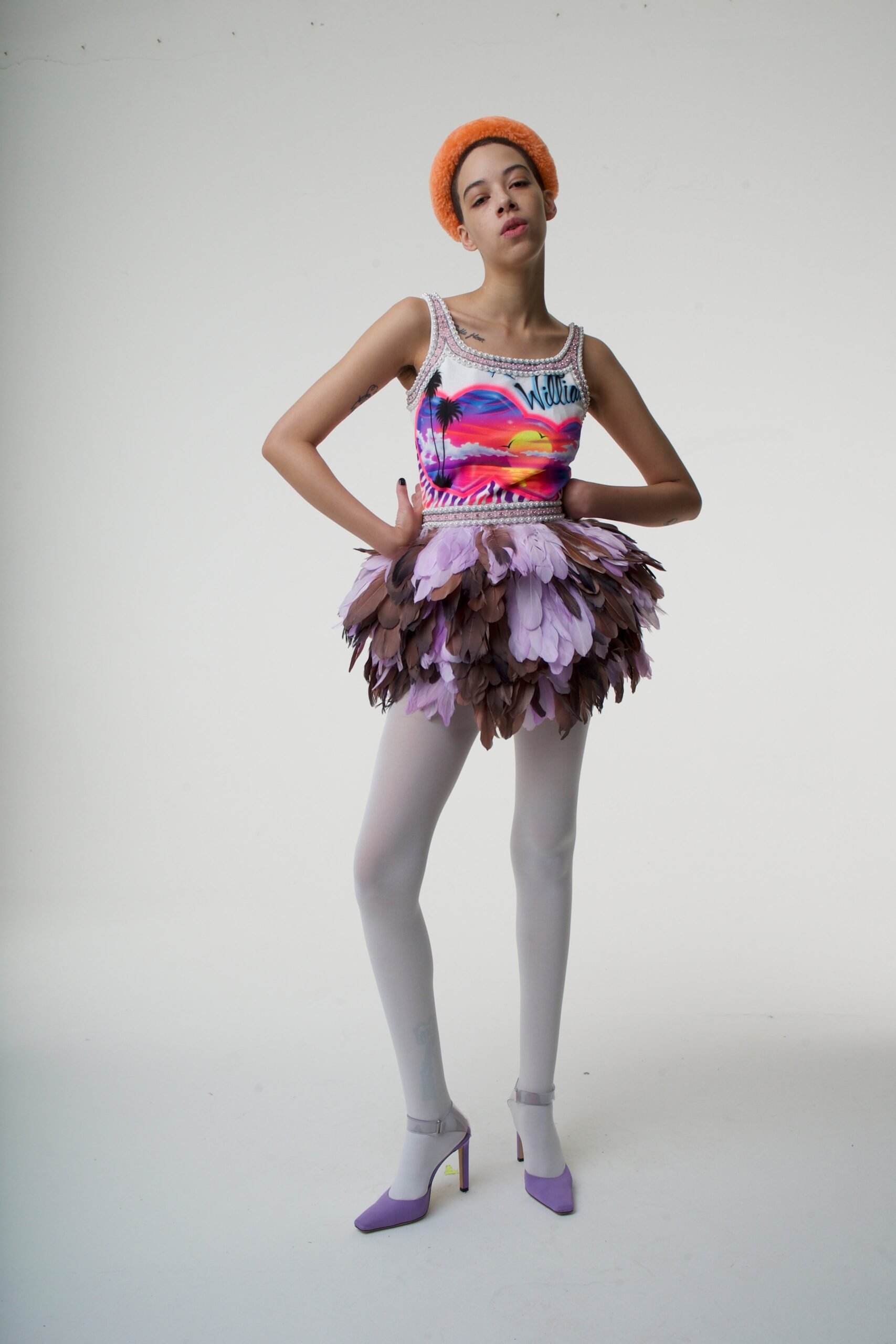 colorful top with tiered skirt