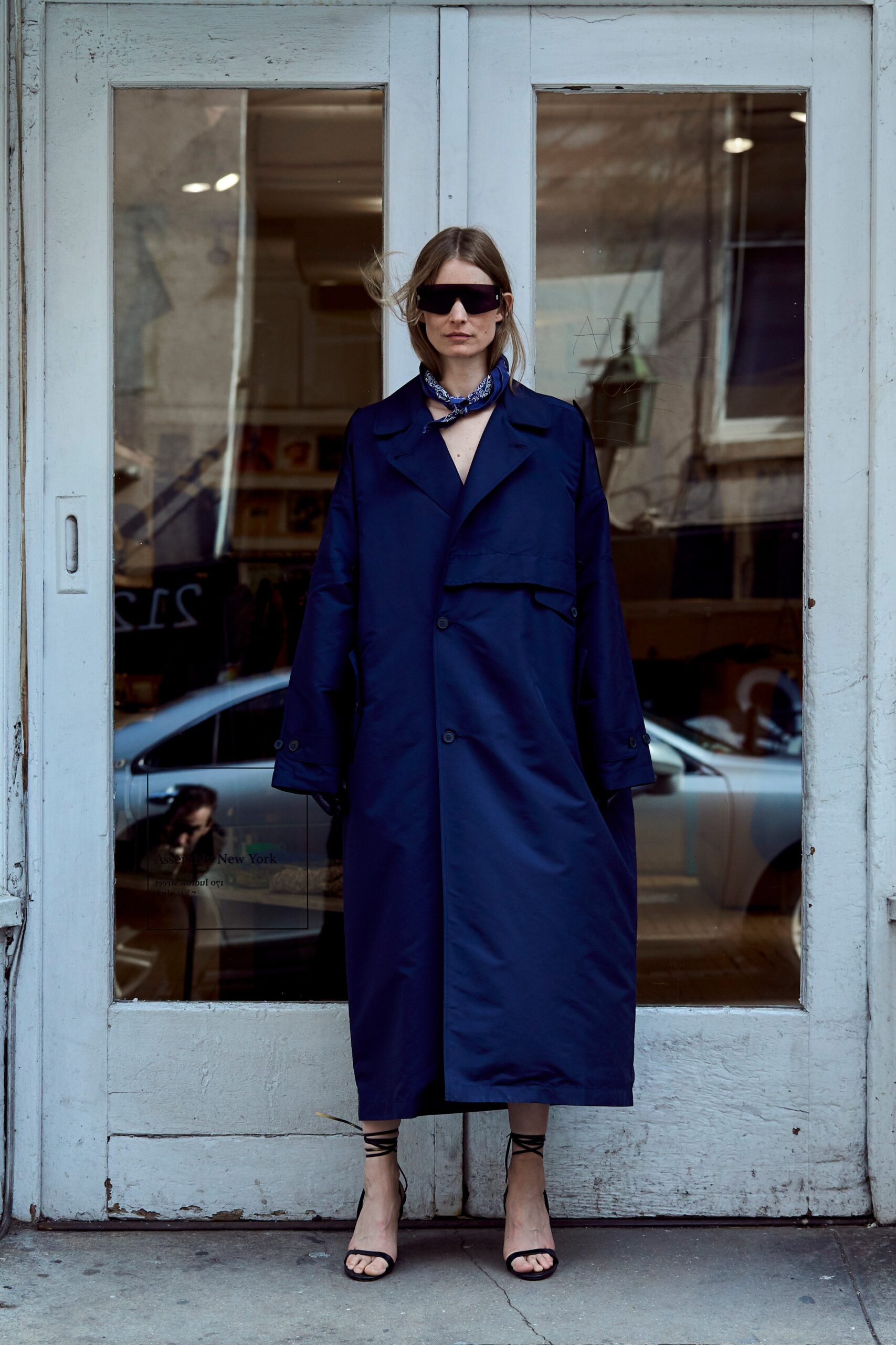 blue cotton relaxed coat