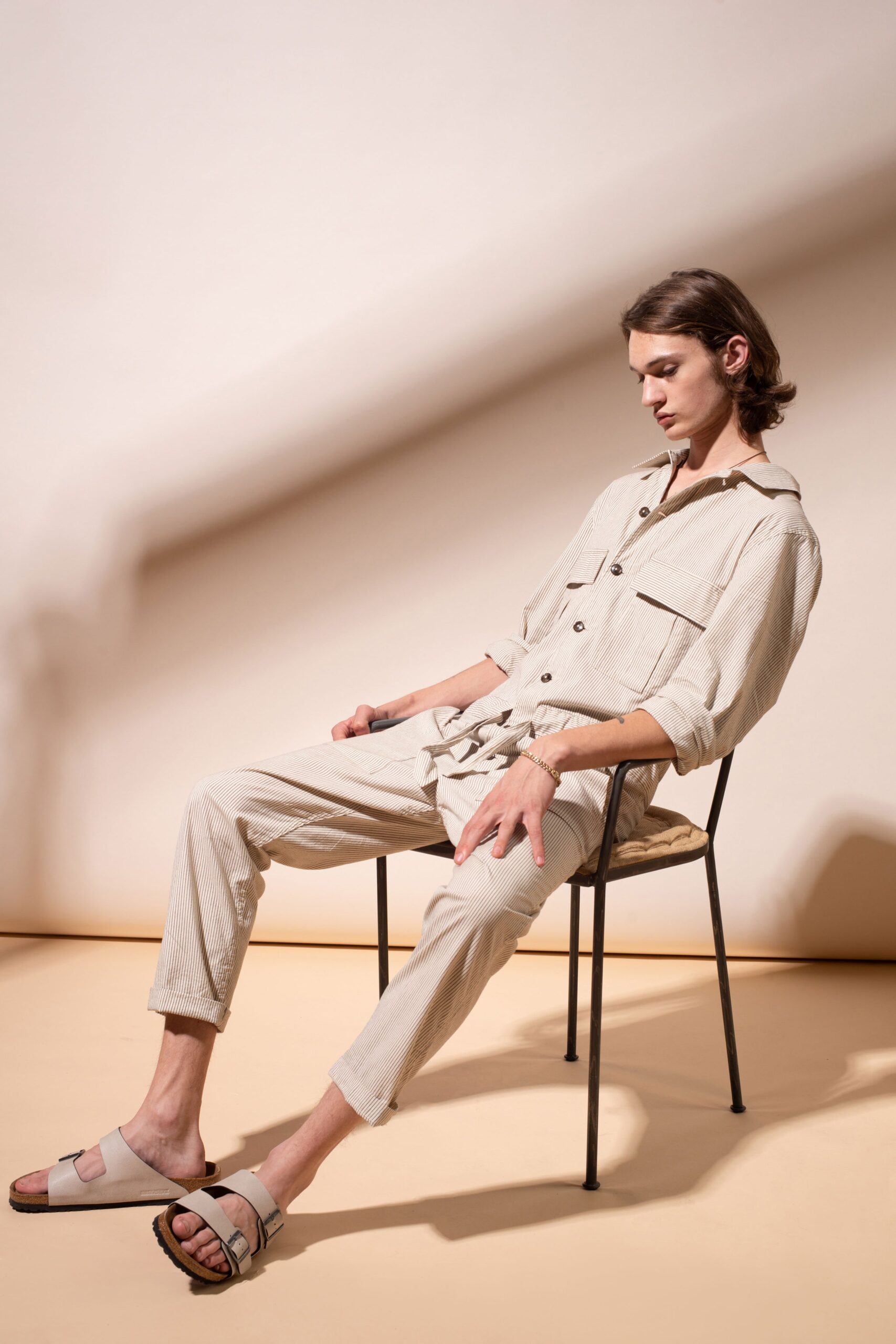 beige relaxed shirt and pants