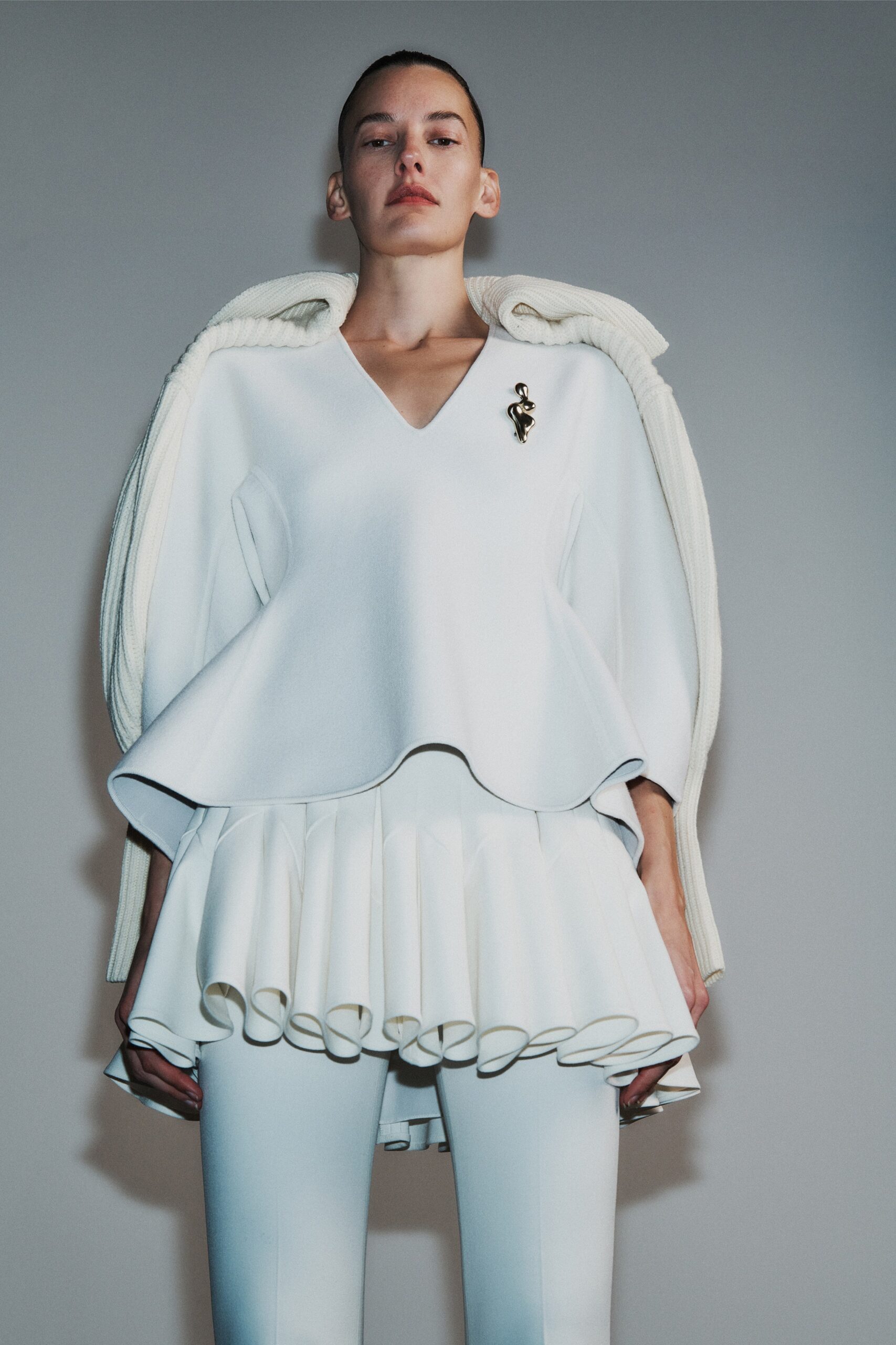 white layered top with pants