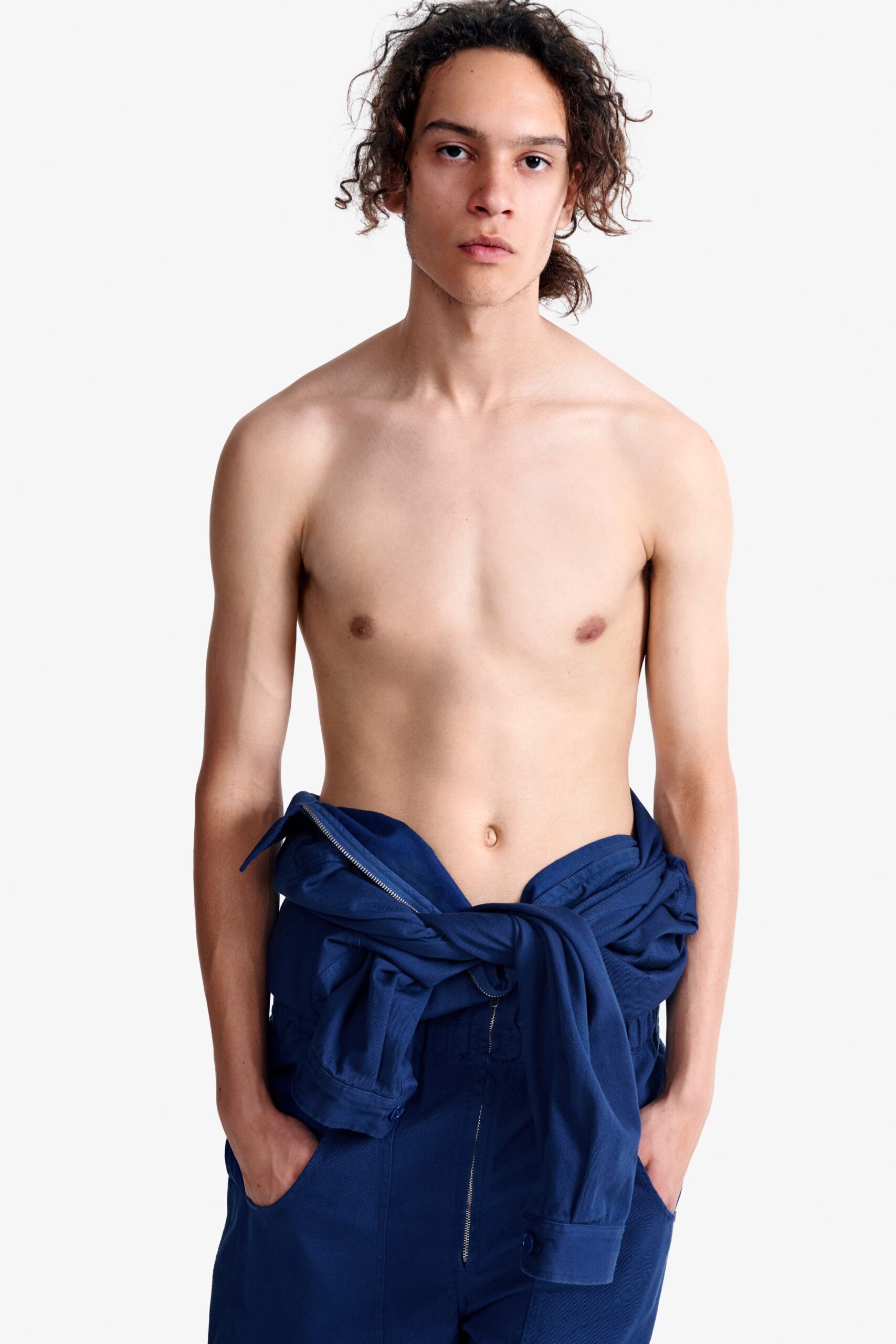 blue relaxed cotton pants and top
