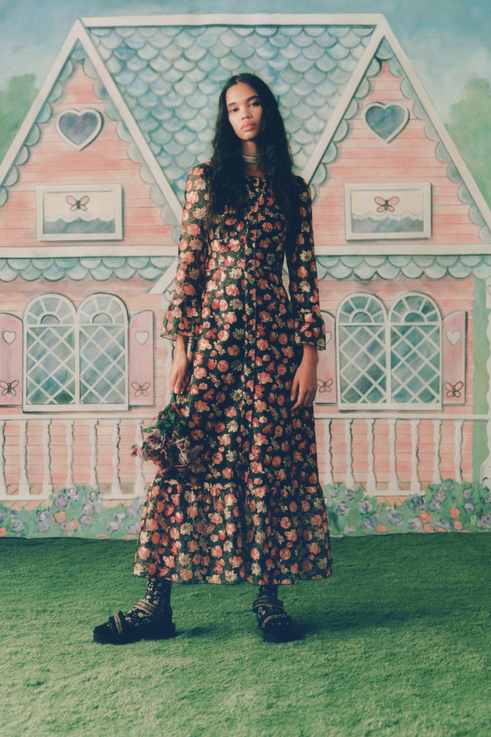 black floral maxi dress