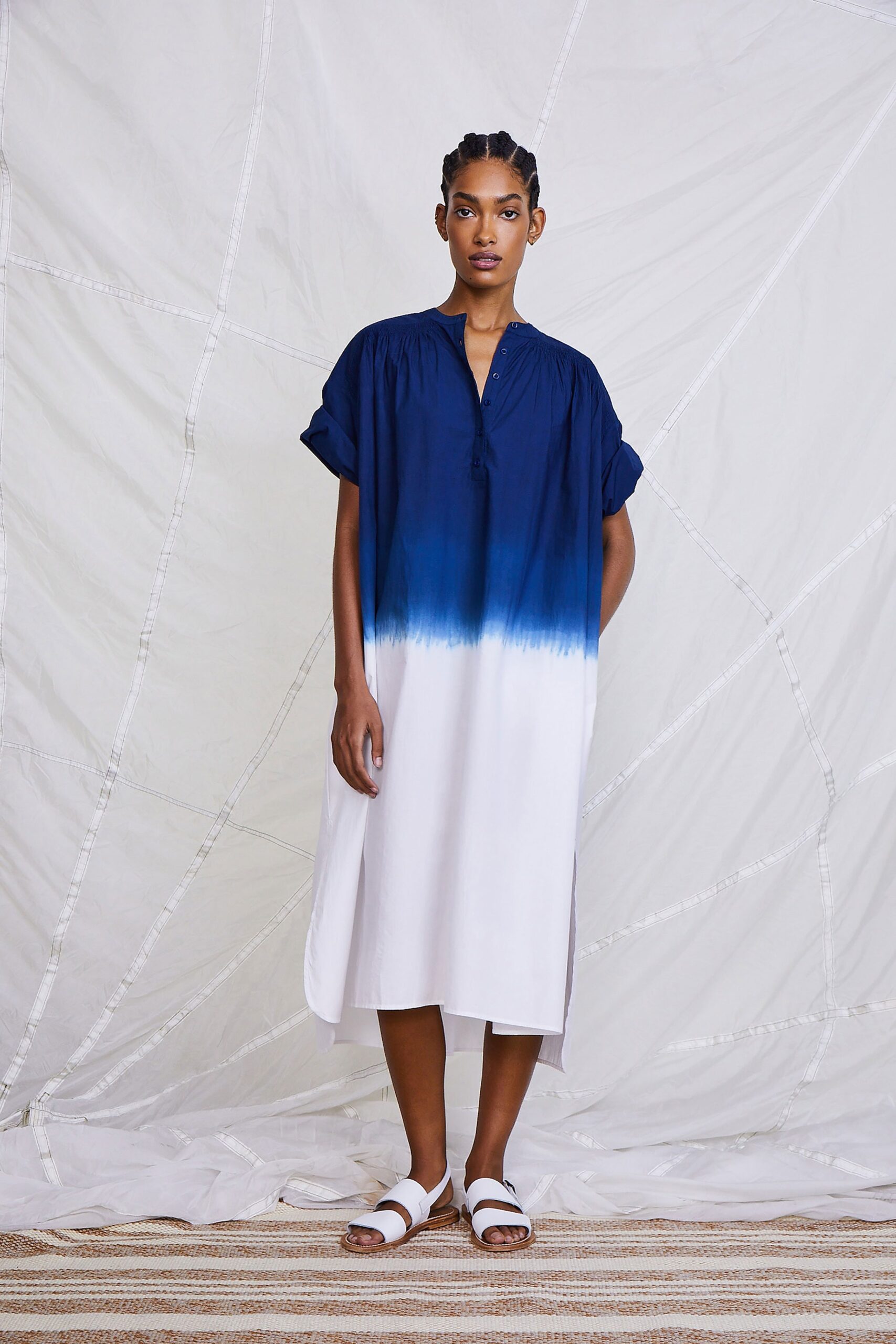 blue and white relaxed dress