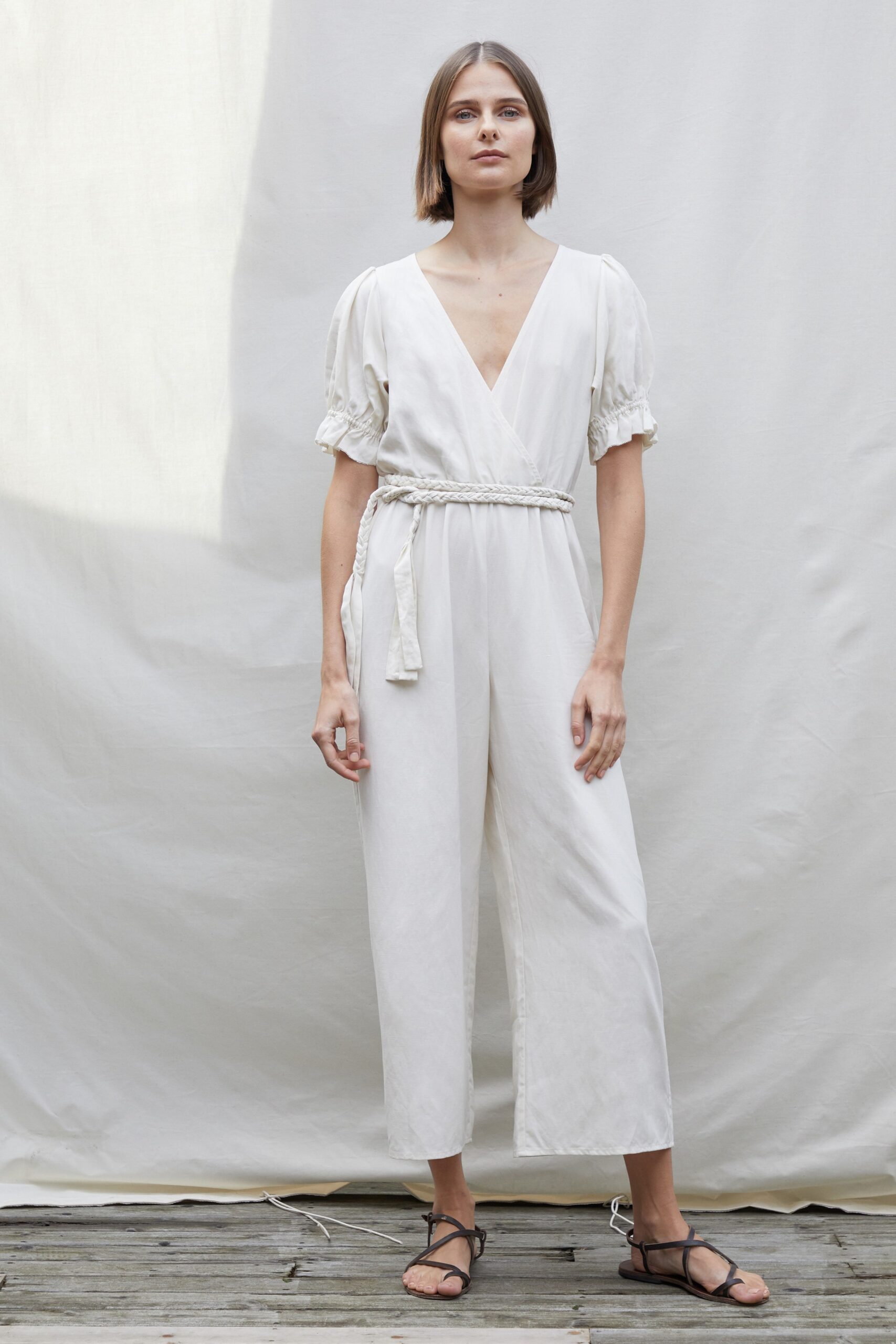 white relaxed cotton jumpsuit