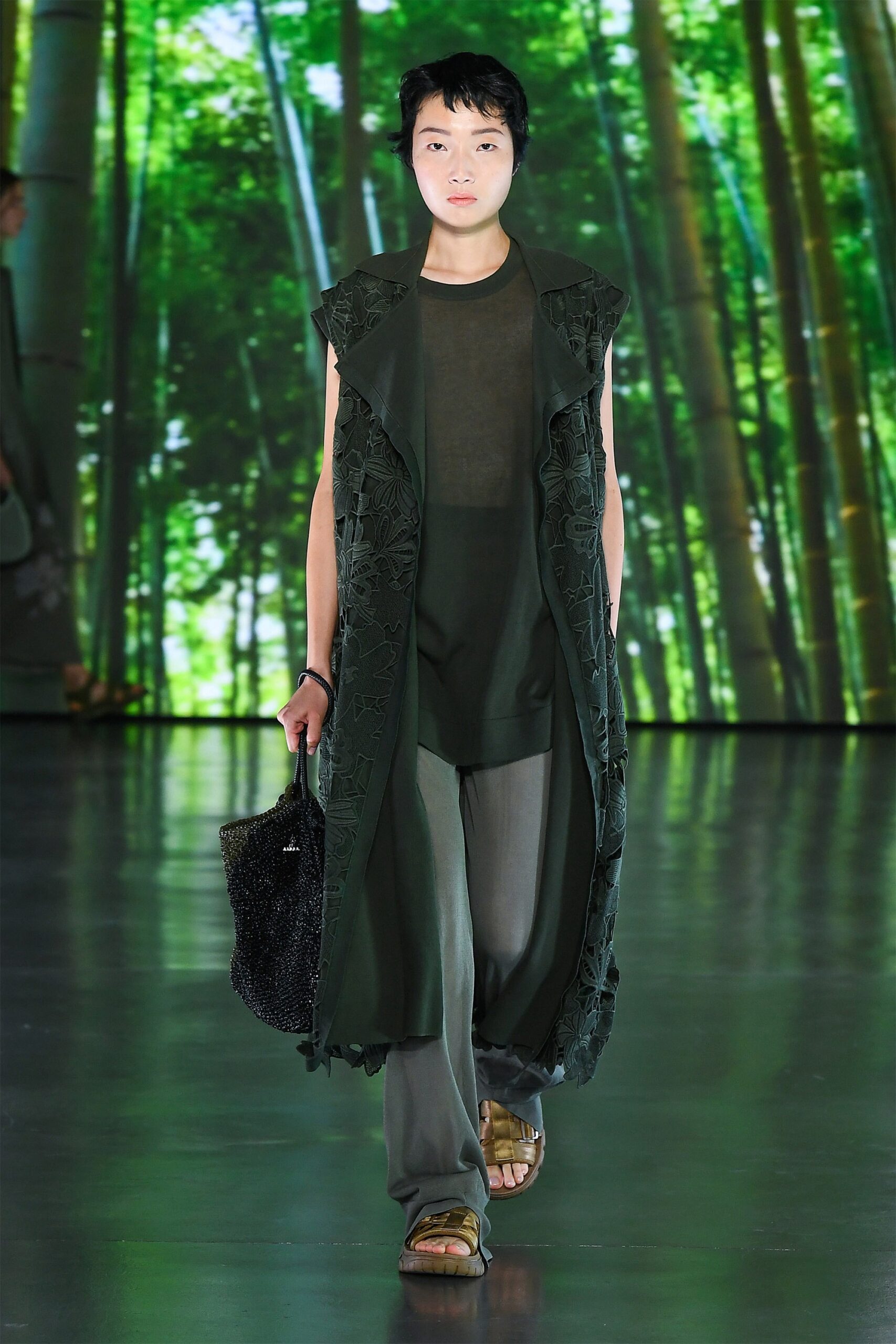 green relaxed coat with fitted top