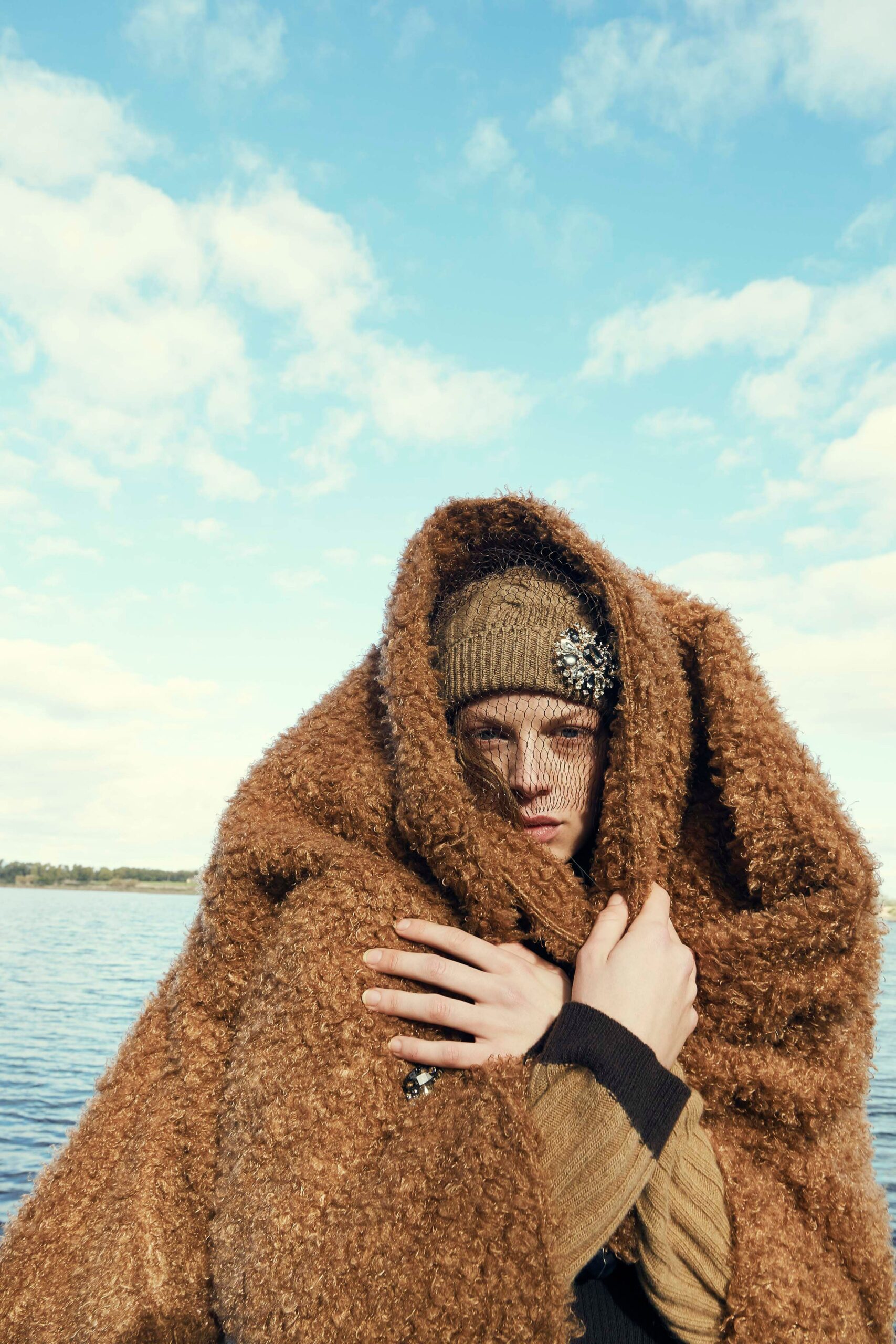 brown wool cape with hat