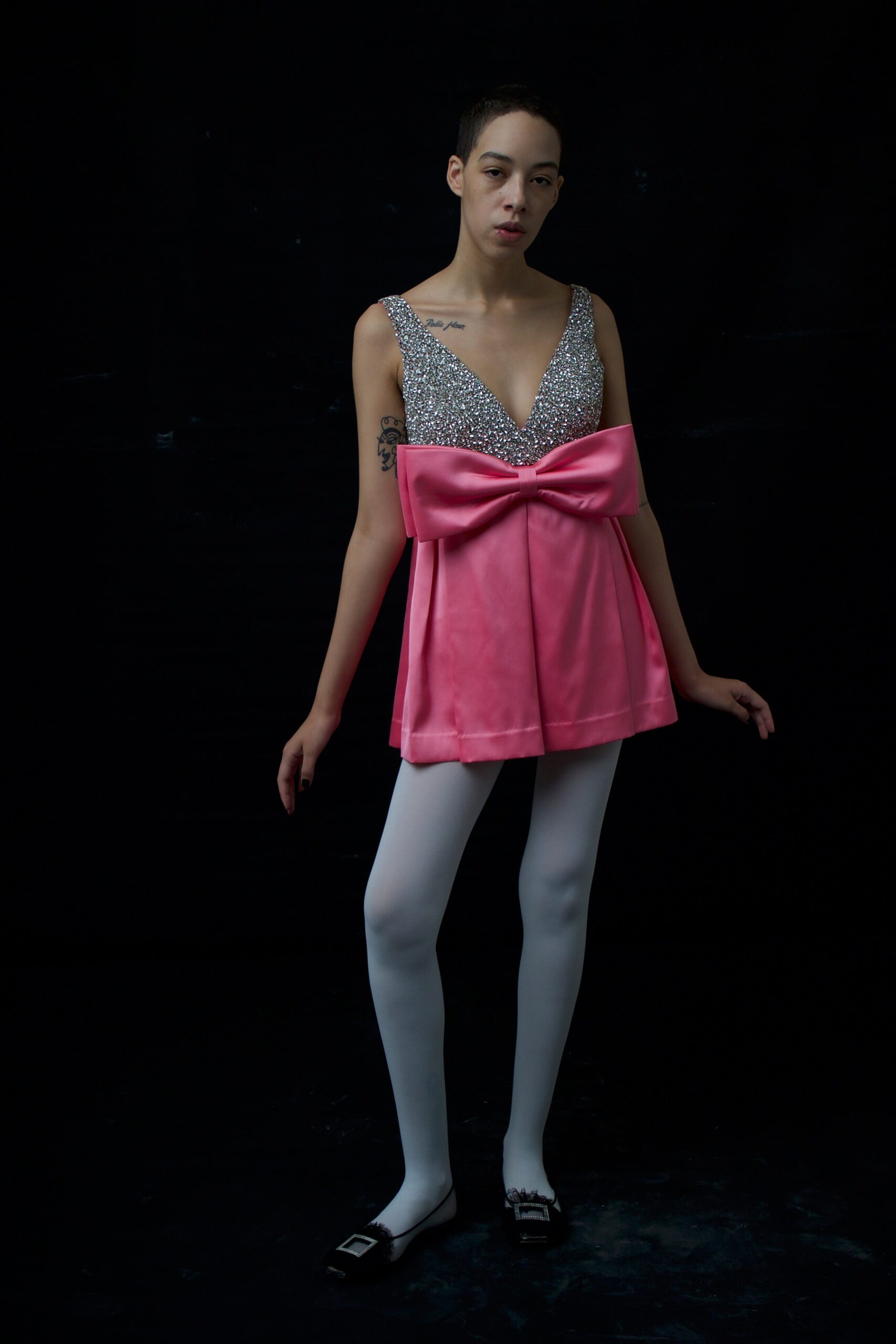 pink silk sleeveless dress