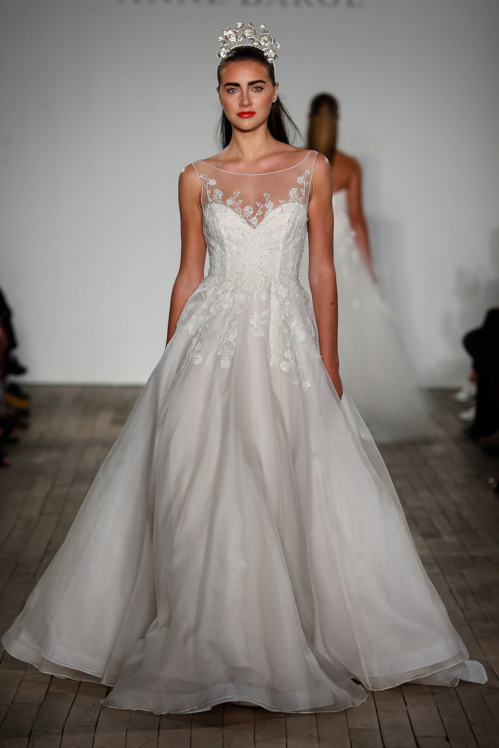 white silk sleeveless gown
