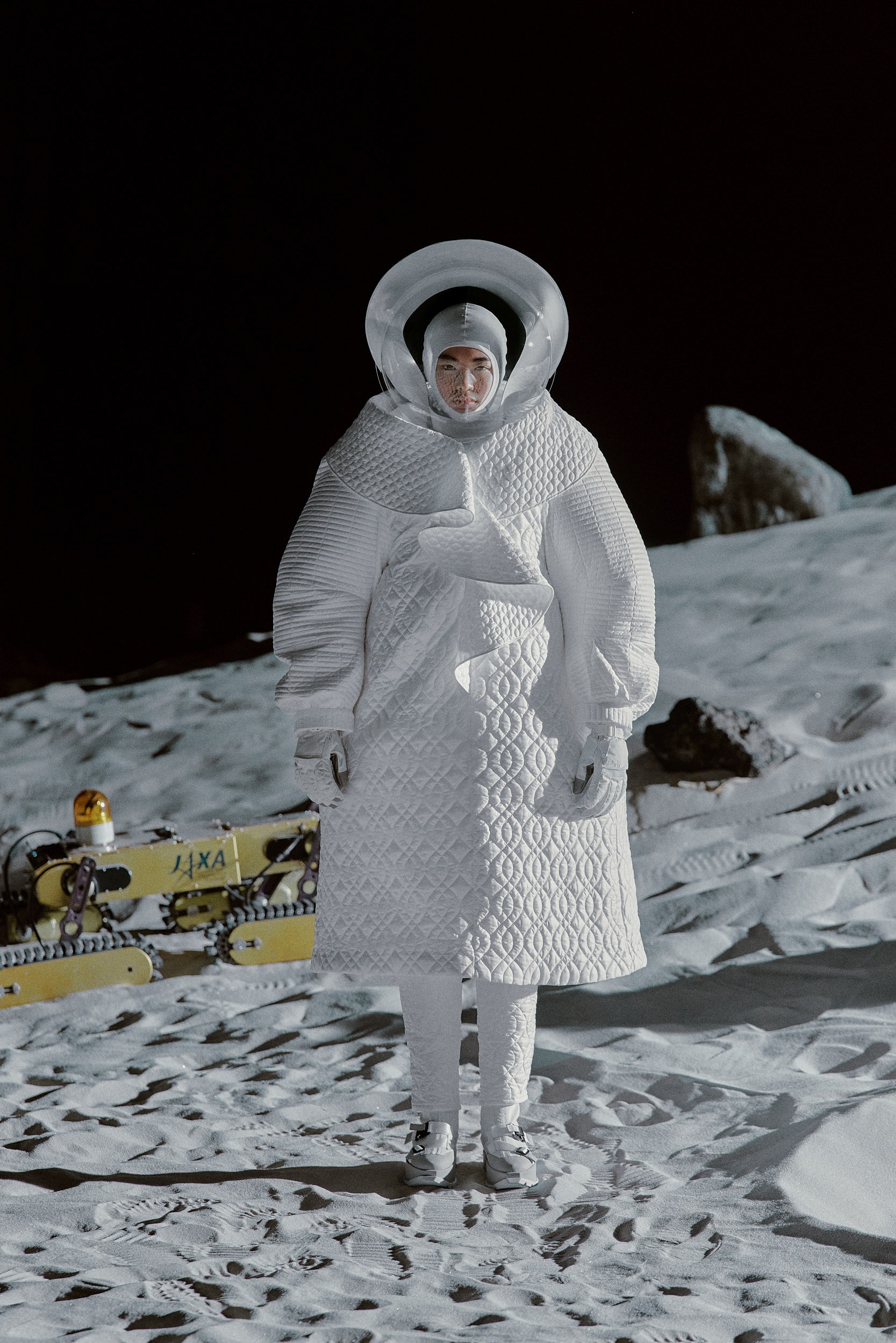 white quilted relaxed coat