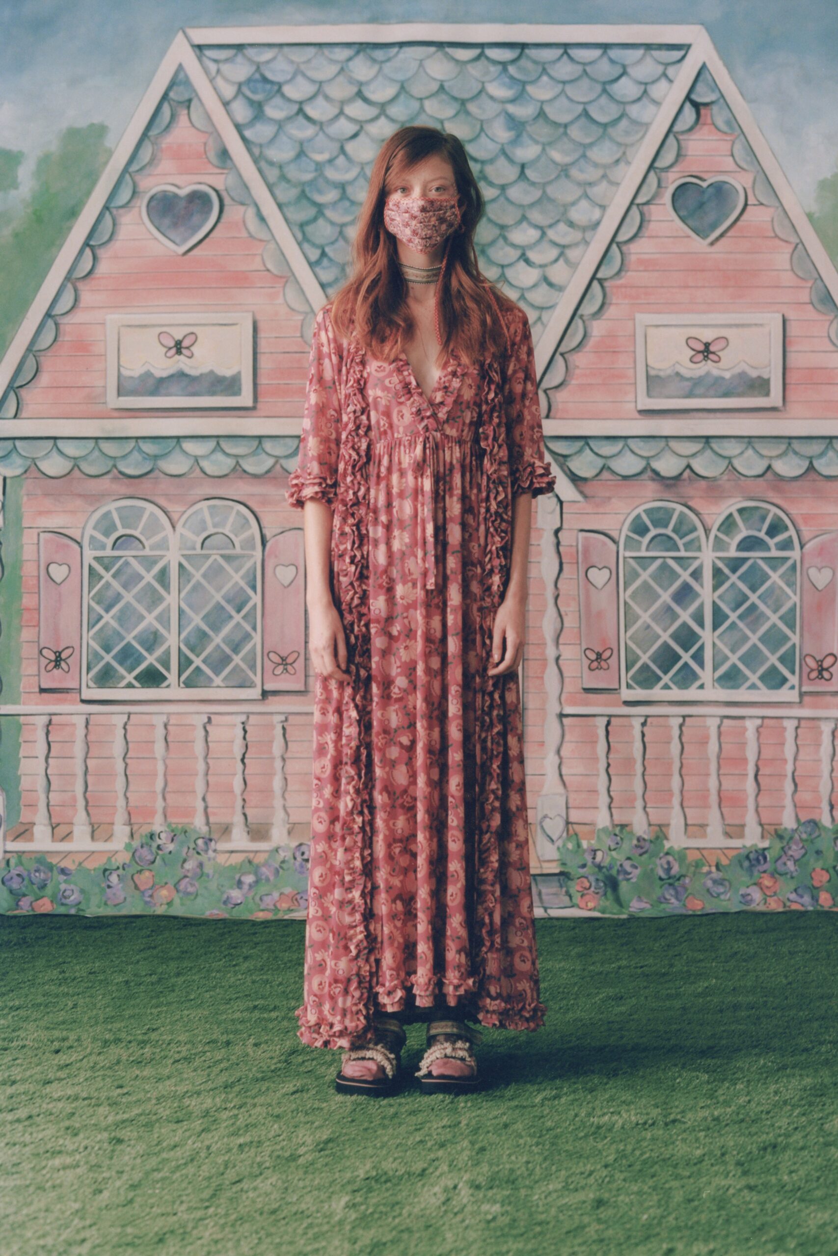 pink relaxed tiered maxi dress