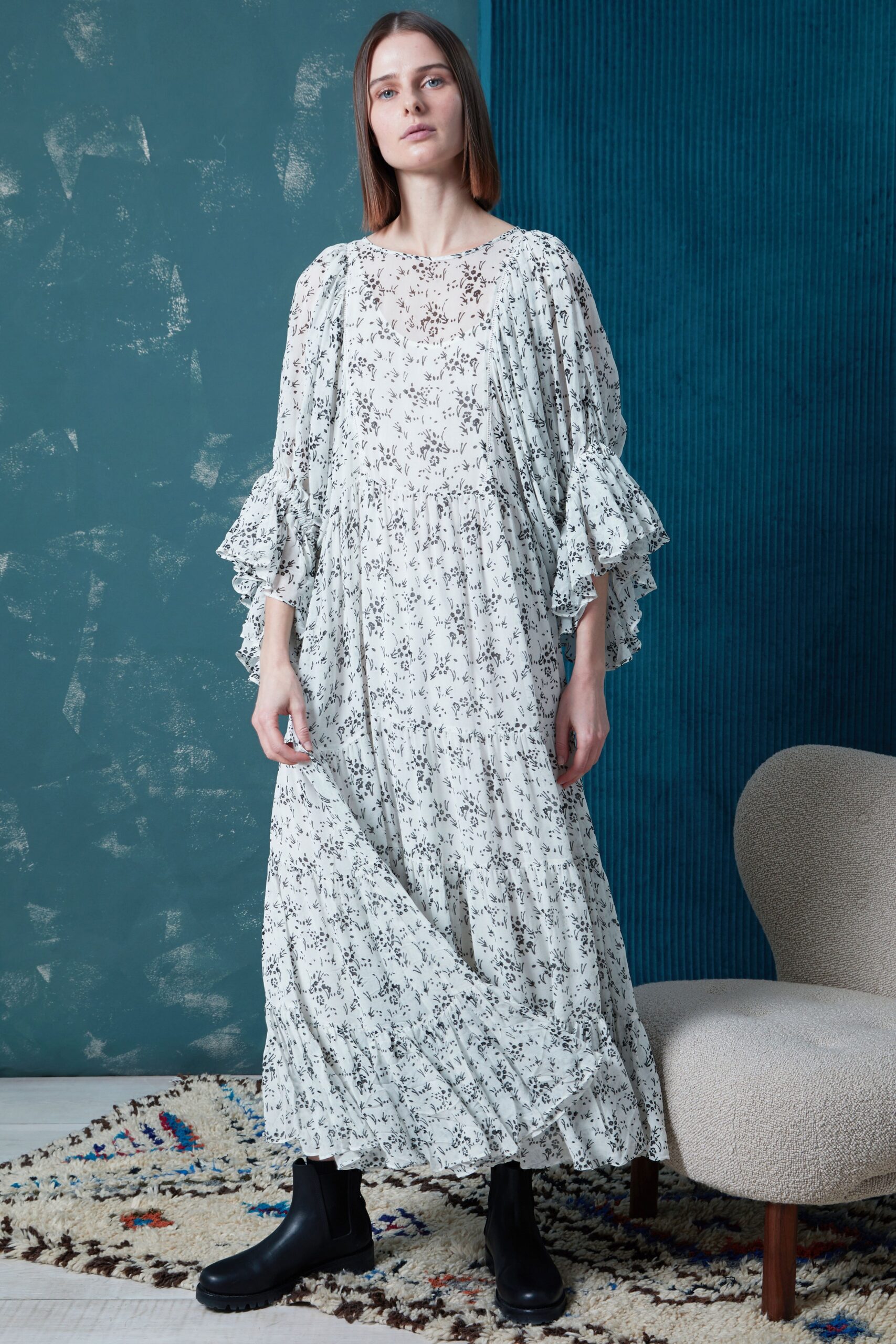 white and black relaxed maxi dress